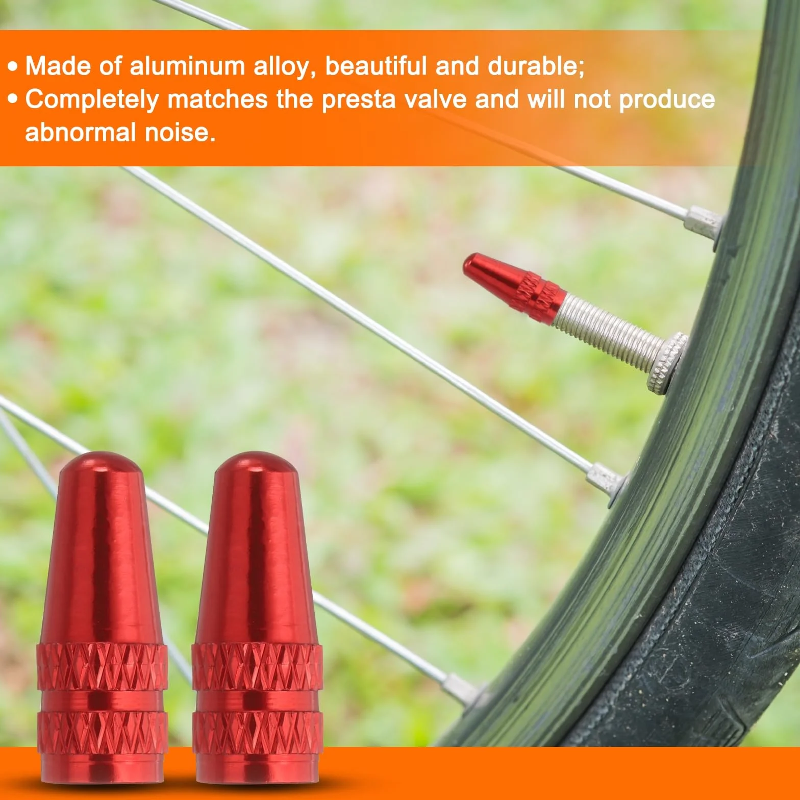 QUARKZMAN Nakrętki na wentyle rowerowe, z anodyzowanego aluminium, 10 sztuk, nakrętki na wentyle powietrzne, do rowerów wyścigowych MTB, czerwone