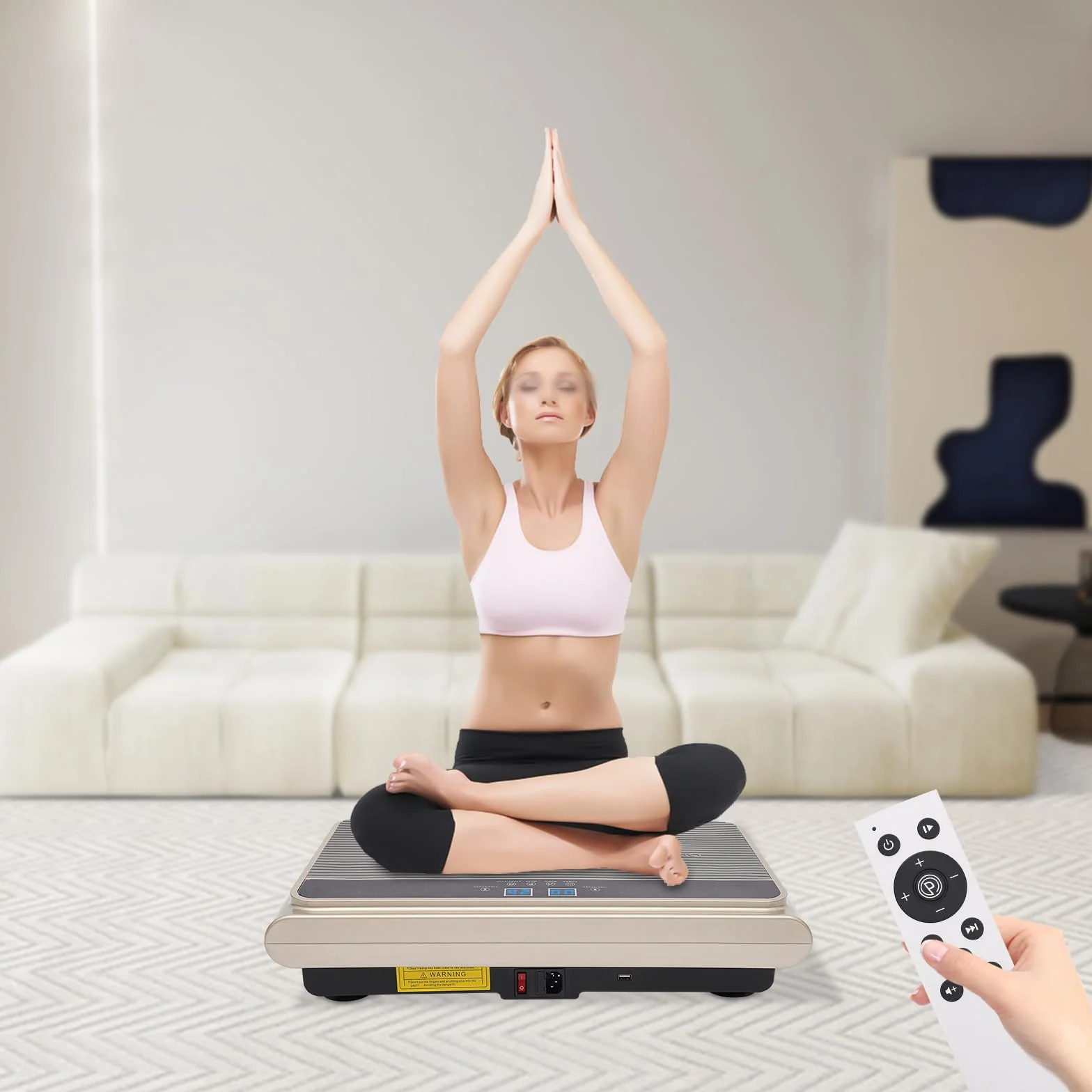 Platforma wibracyjna fitness z Bluetooth i silnikiem żelaznym szara srebrna