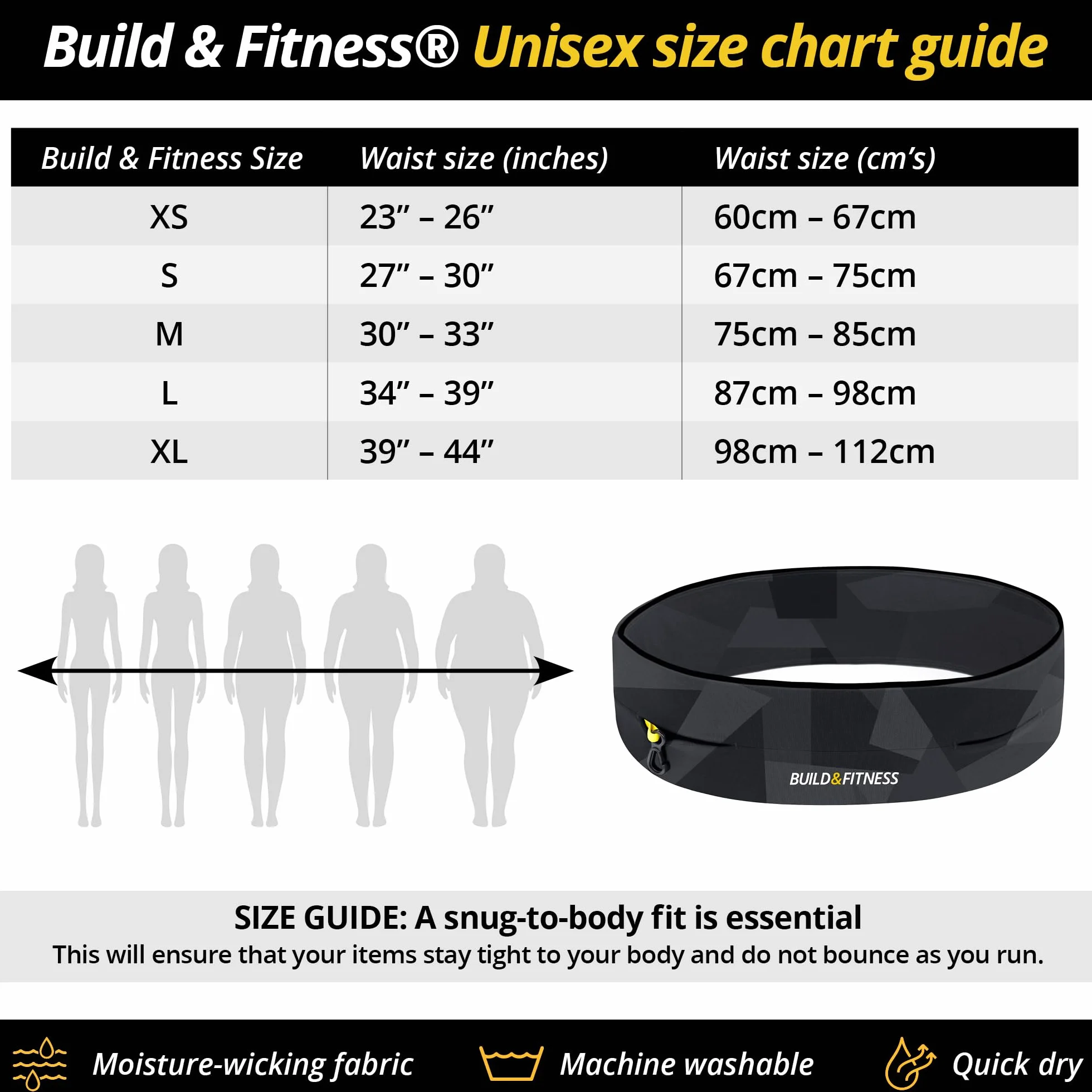 Pasek do biegania Build & Fitness z klapką, uchwyt na telefon, klips na klucze