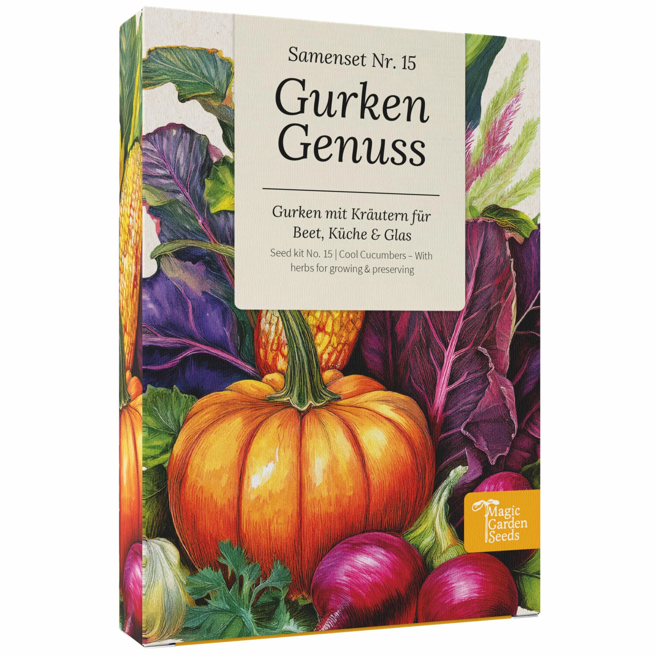 Magic Garden Seeds - Zestaw nasion do ogórków z 6 odmian: ogórki do konserw, ogórki sałatowe, koperek i cebula - chrupiąca różnorodność do łóżek, balkonu i kuchni - idealny do samodzielnego uprawiania