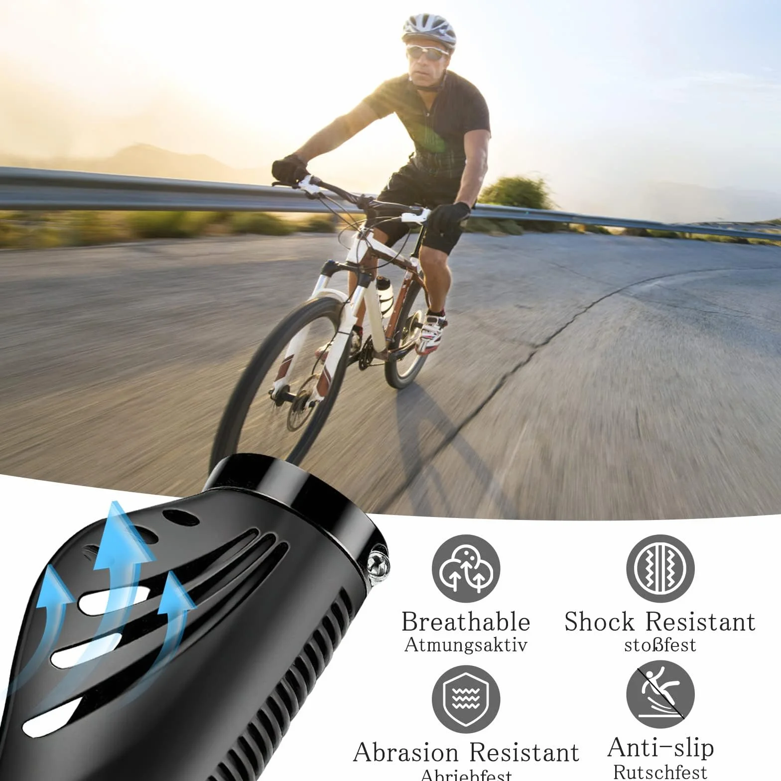 Apomoons Zestaw uchwytów na kierownicę rowerową, 1 para ergonomicznych antypoślizgowych uchwytów MTB