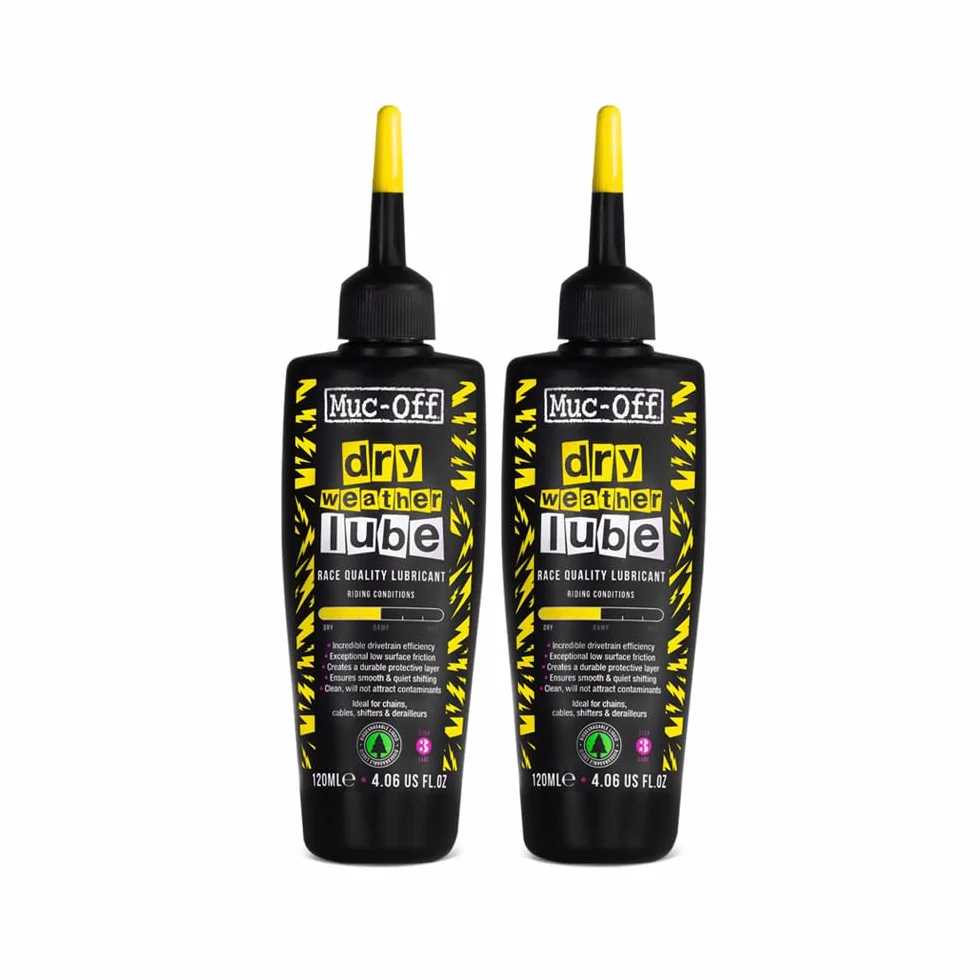 Muc-Off Dry Chain Lube 120ml, 2pk – Suchy Smar do Łańcucha Rowerowego, Olej do Łańcucha Rowerowego, Olej do Smarowania Łańcucha Biodegradowalny Smar i Olej do Łańcucha do Suchych Warunków Pogodowych