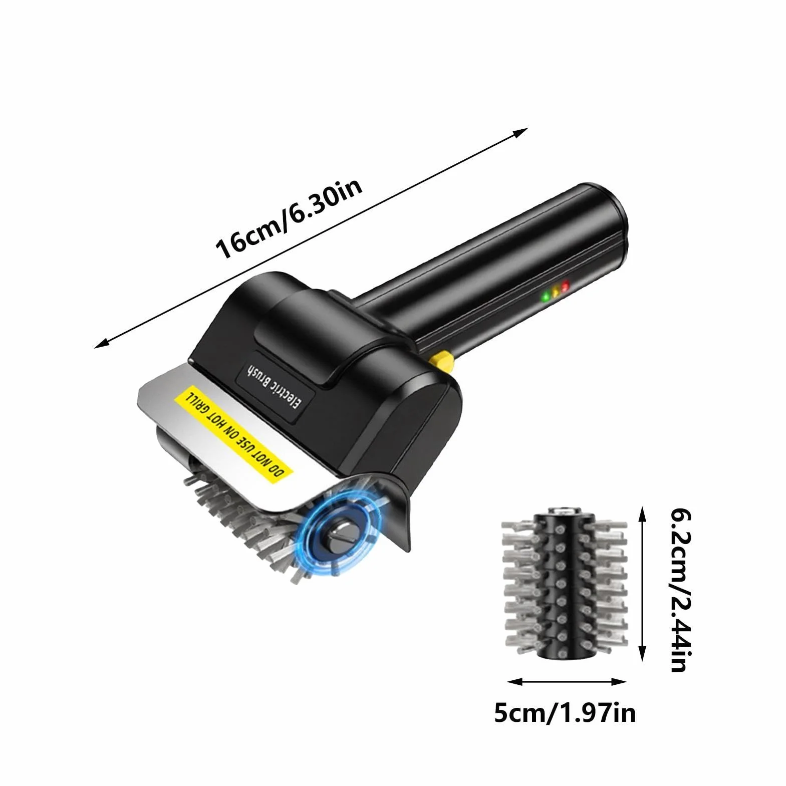 Szczotka elektryczna do grilla | włosie druciane, akumulator USB 2000 mA,elektryczna szczotka do czyszczenia grilla | Do użytku domowego, kuchni, restauracji, grillowania na powietrzu, na kempingu i