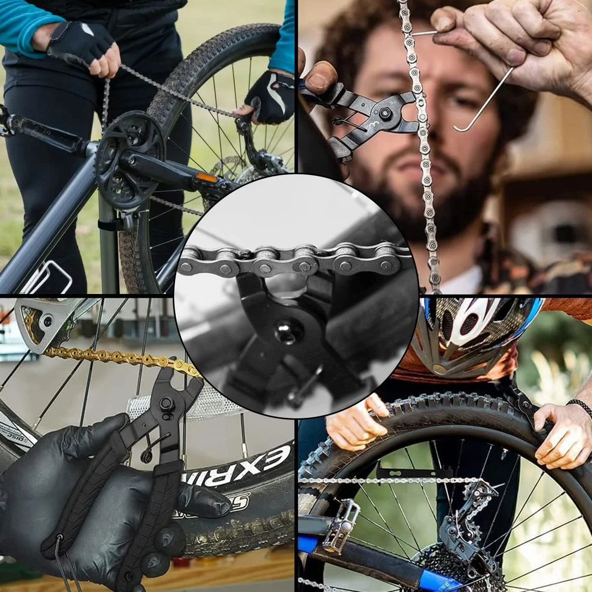 Bavooty Łańcuch zaciskowy, rozdzielacz łańcucha rowerowego, szczypce do łańcucha rowerowego, szybkie łącze do otwierania i zamykania narzędzia 2 w 1, otwieranie i zamykanie zacisku, przenośny łańcuch