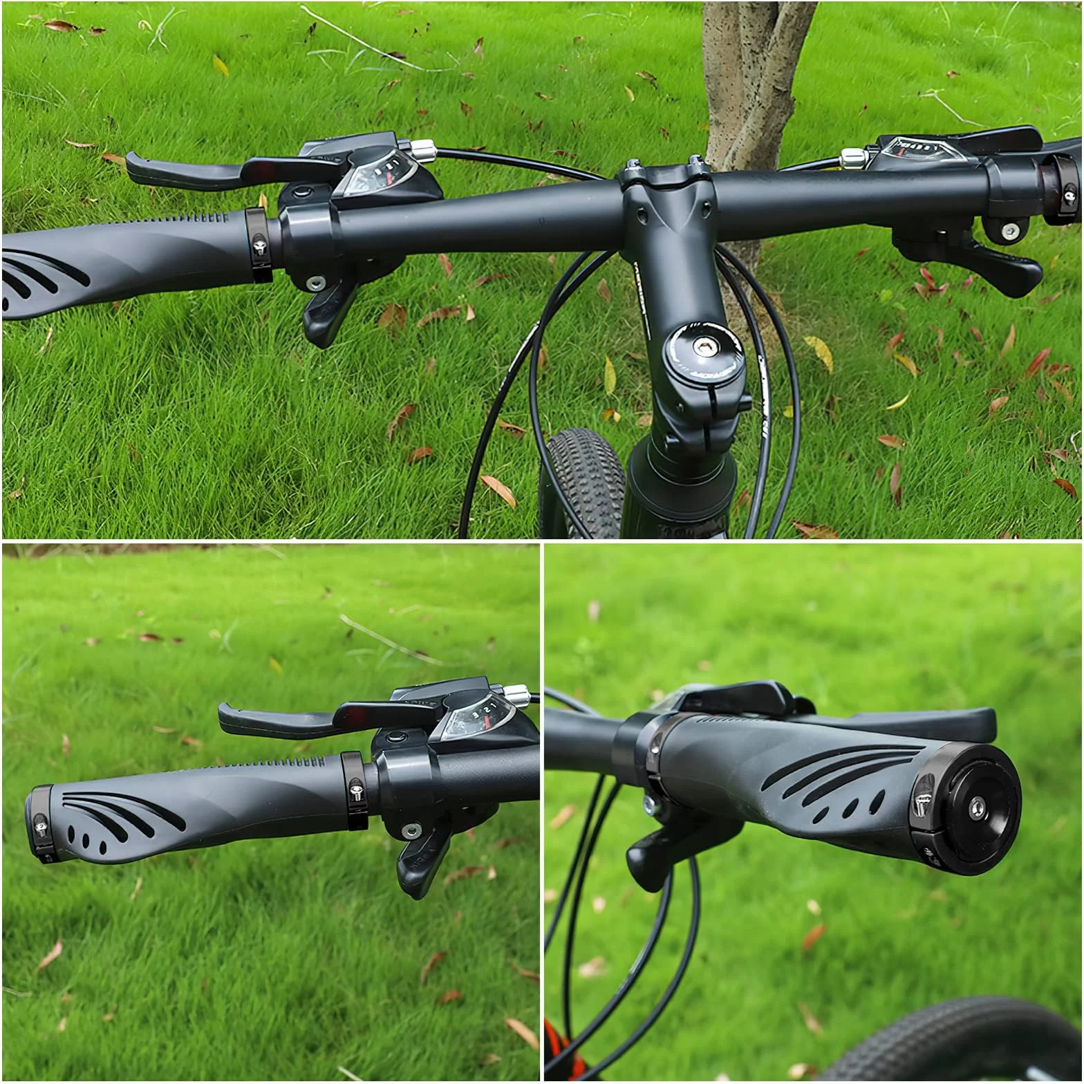 Apomoons Zestaw uchwytów na kierownicę rowerową, 1 para ergonomicznych antypoślizgowych uchwytów MTB