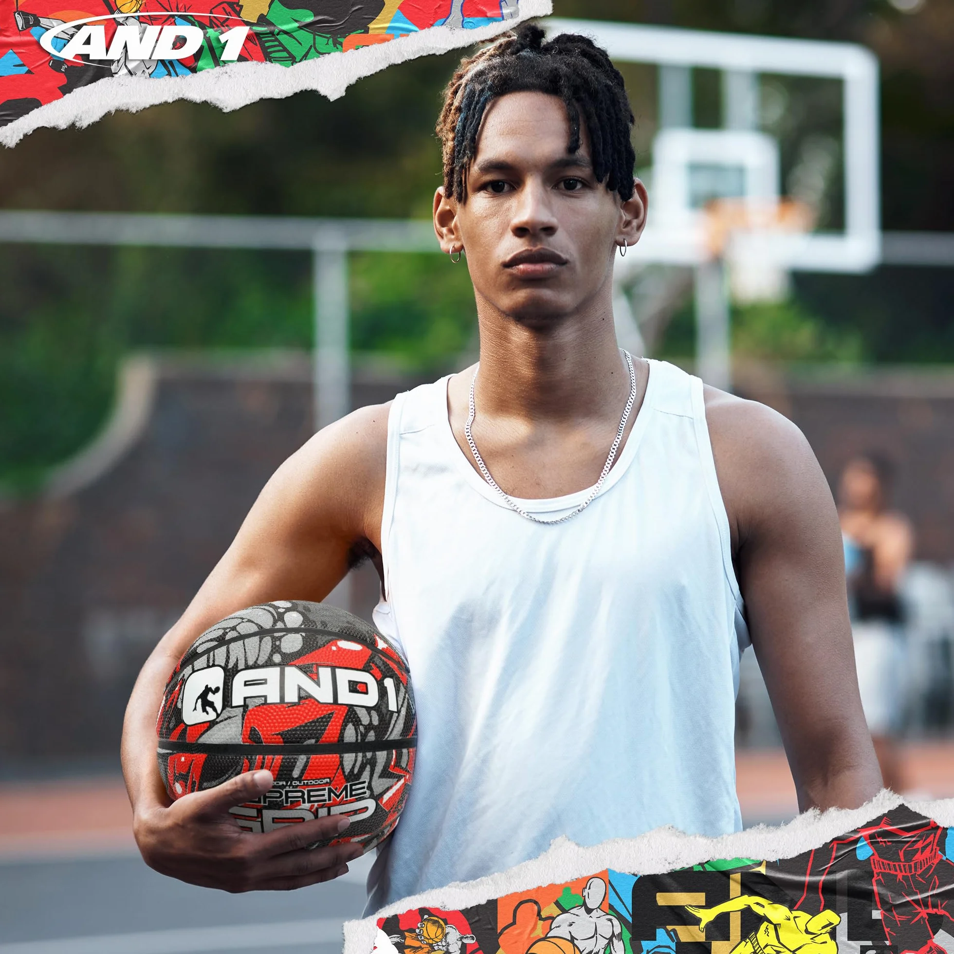 AND1 Supreme Grip Basketball Size 7 Rubber Deep Channel Indoor Outdoor
