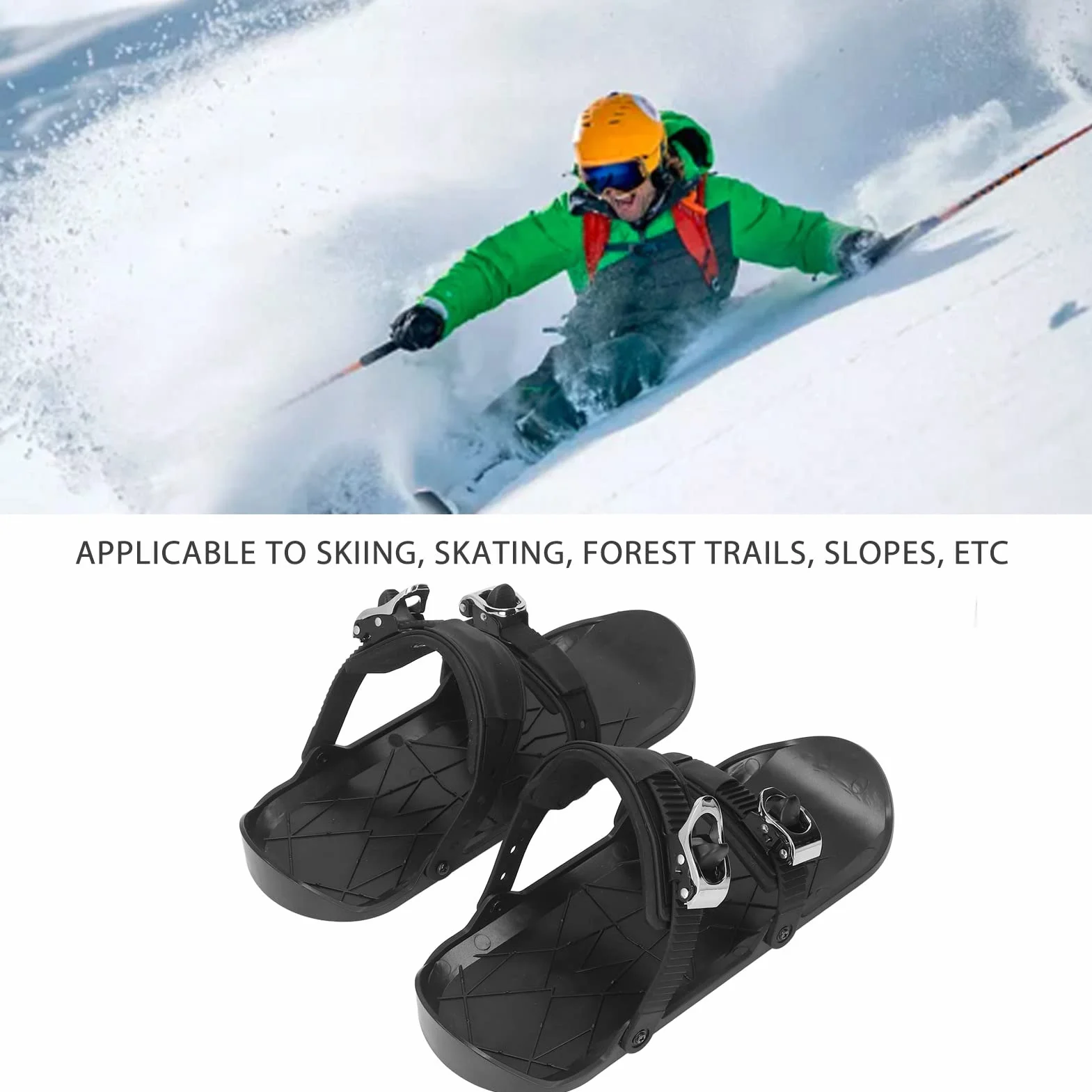 Mini łyżwy narciarskie, krótkie, regulowane, krótkie, zimowe, snowblade, buty narciarskie, buty narciarskie do sportów zimowych, czarne
