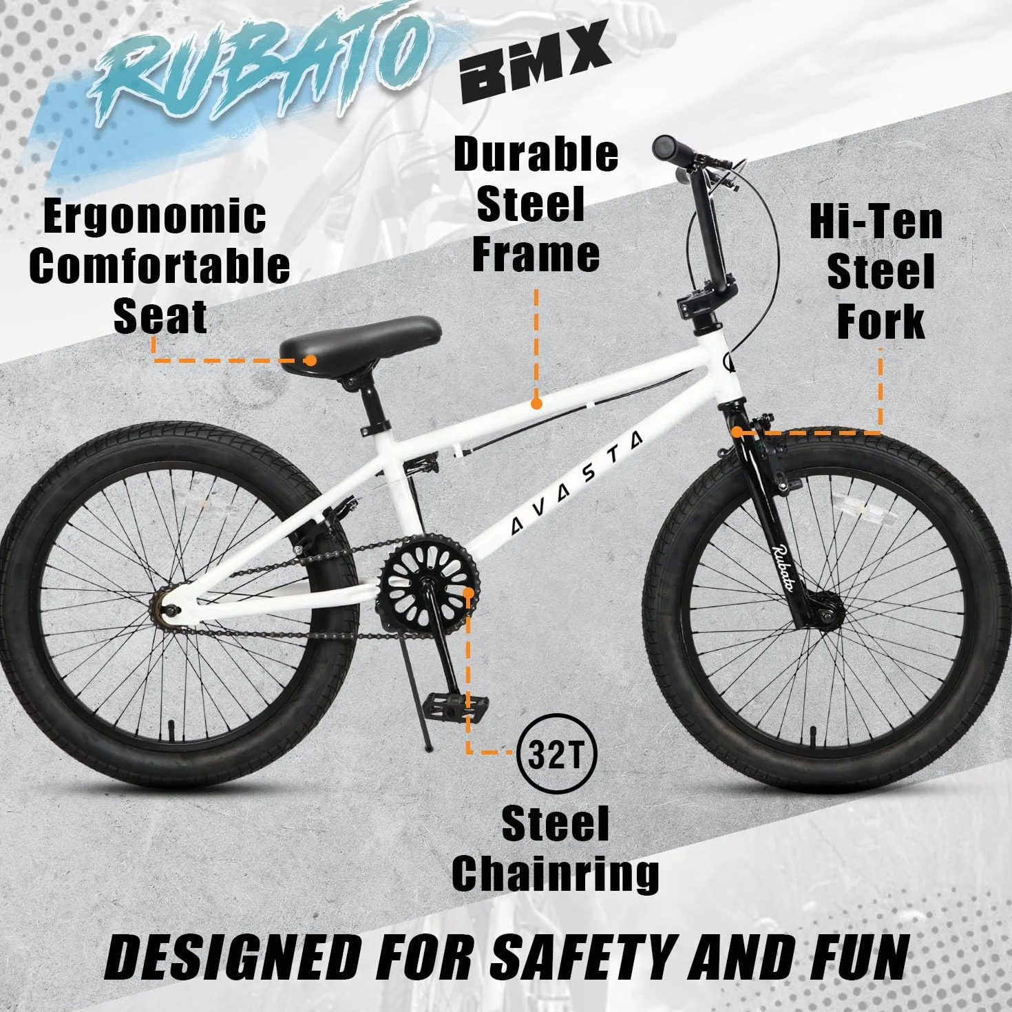 AVASTA 18" Rower BMX Freestyle dla Dzieci Biały