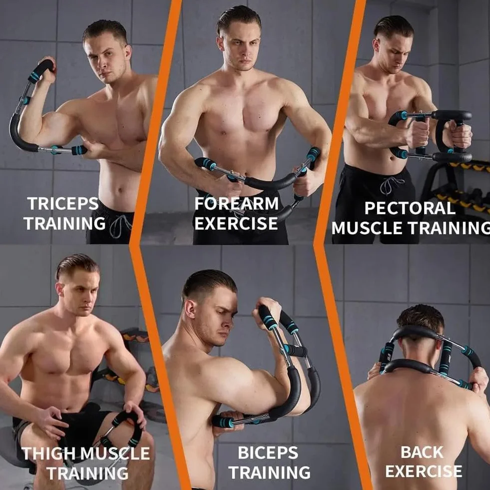 Saker Twister Arm Trainer, 18-45 kg, regulowany sprzęt do treningu klatki piersiowej, przenośny drążek Power Twister, zdejmowany opór sprężyny, do domowego fitnessu w dowolnym miejscu
