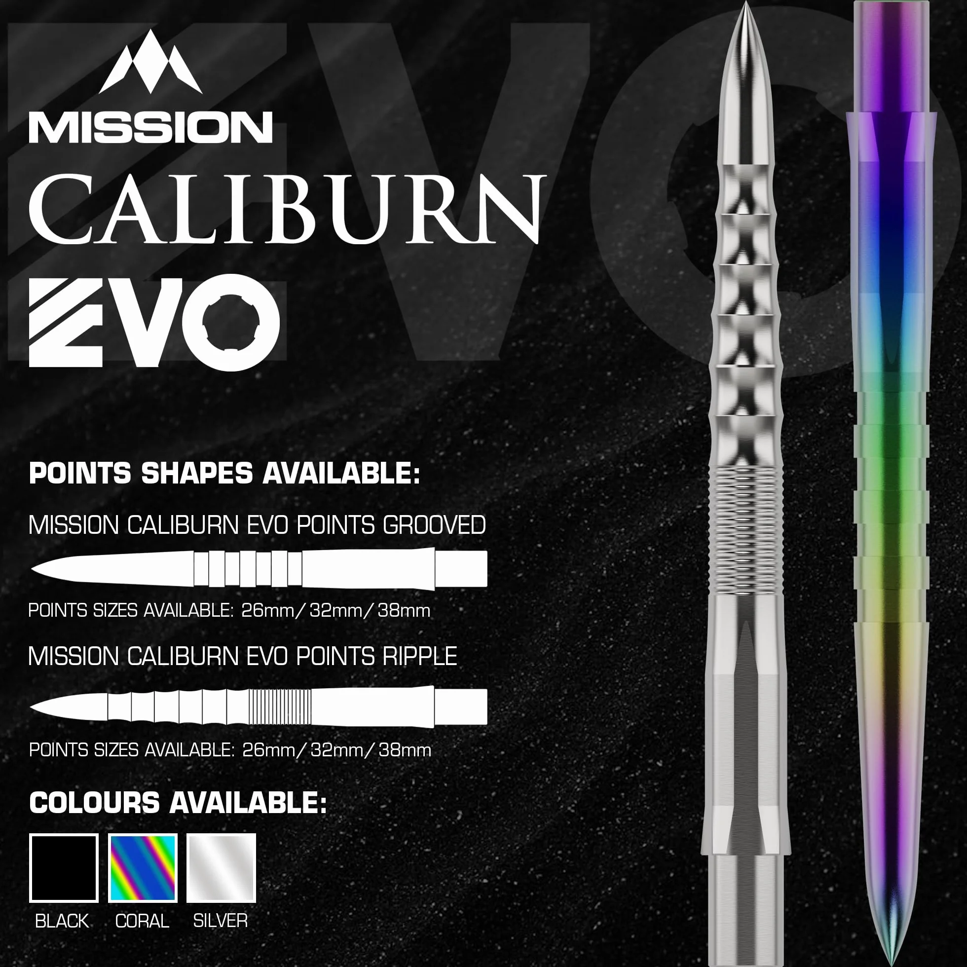 Caliburn EVO Dart Points rowkowane wiele kolorów