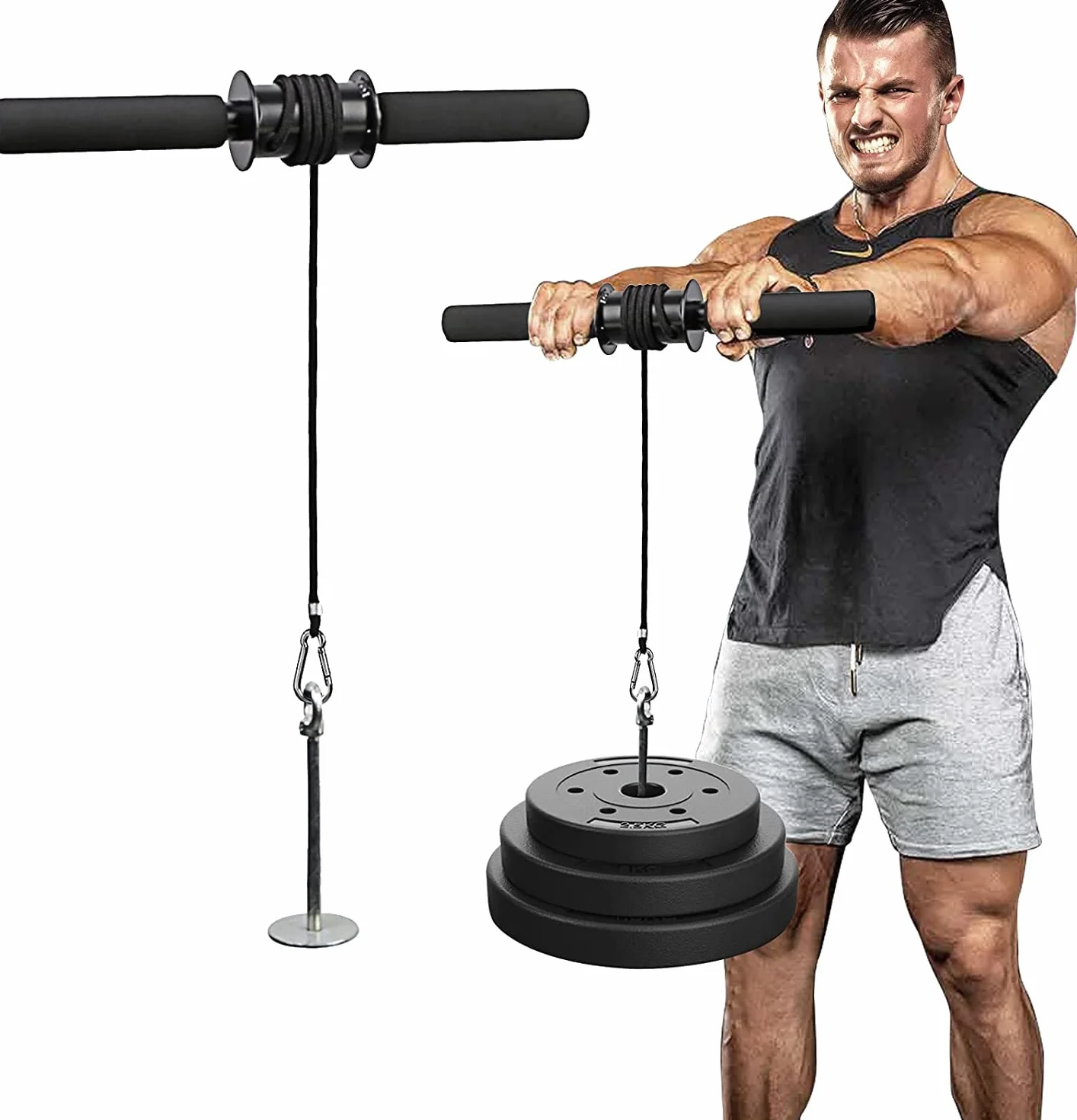 Yosoo Trenażer pod pachami do ćwiczeń siły ramion 9,5 kg, długość linki 39 cm