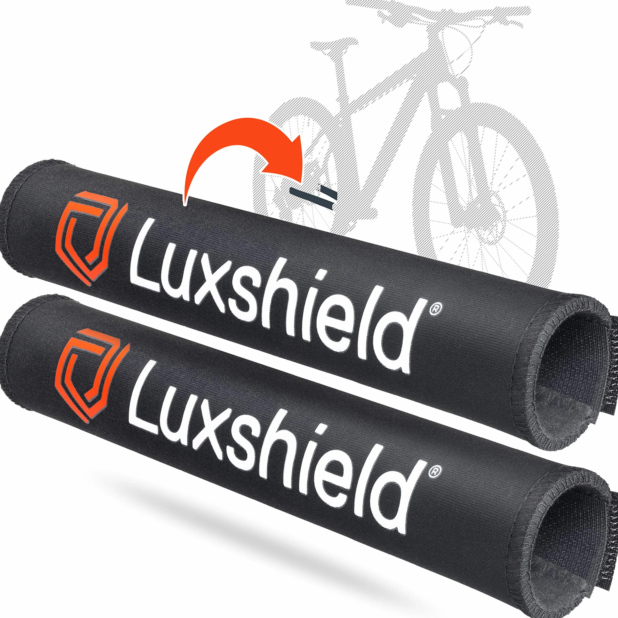 Luxshield Zestaw 2 sztuk neoprenowych ochraniaczy ramy MTB 20 cm x 12 cm czarny