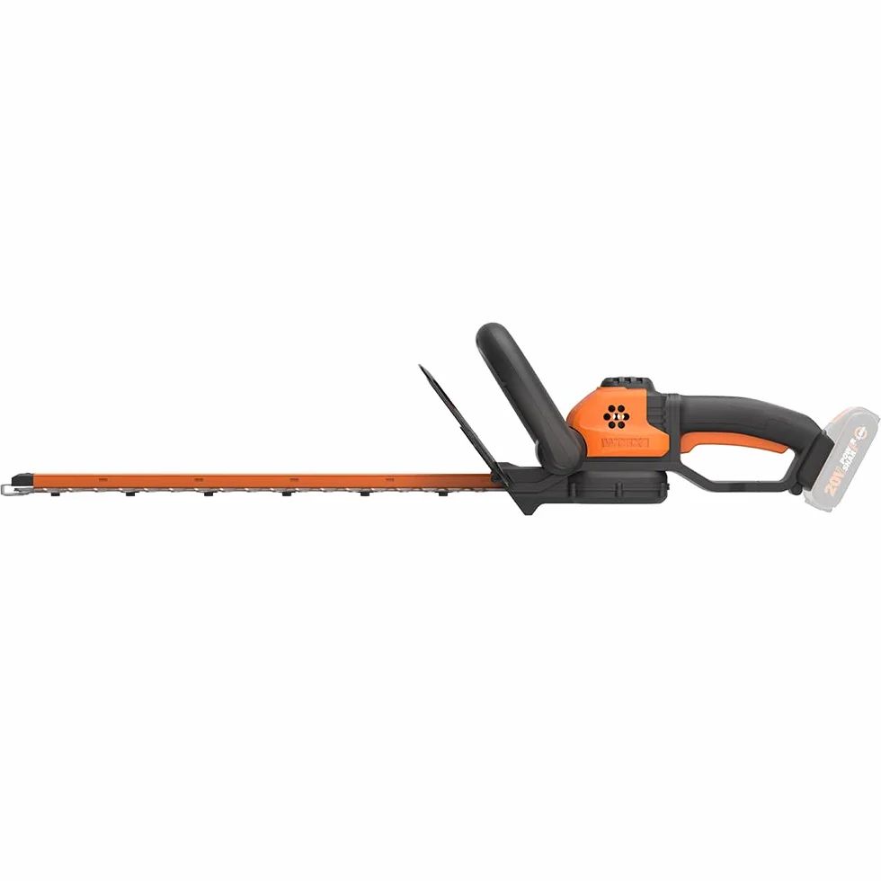 WORX WG261E.9 Akumulatorowe Nożyce do Żywopłotu, Cięcia Krzaków, z Ostrzem o Długości 44 cm, Rozstaw Zębów 16 mm, Lekkie i Kompaktowe, Kompatybilne z Powershare, bez Akumulatora i Ładowarki