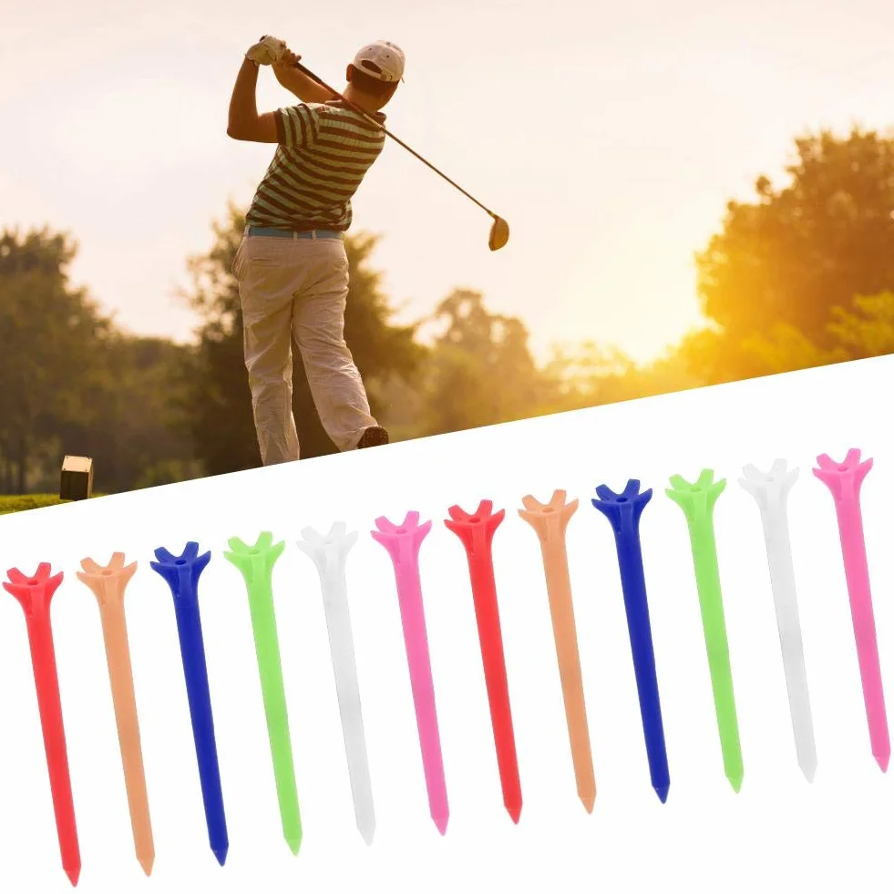 Keenso Kolory koszulki golfowe, 50 szt. 70 mm plastikowe koszulki golfowe trwałe koszulki golfowe z pięcioma pazurami Prong do treningu sportowego