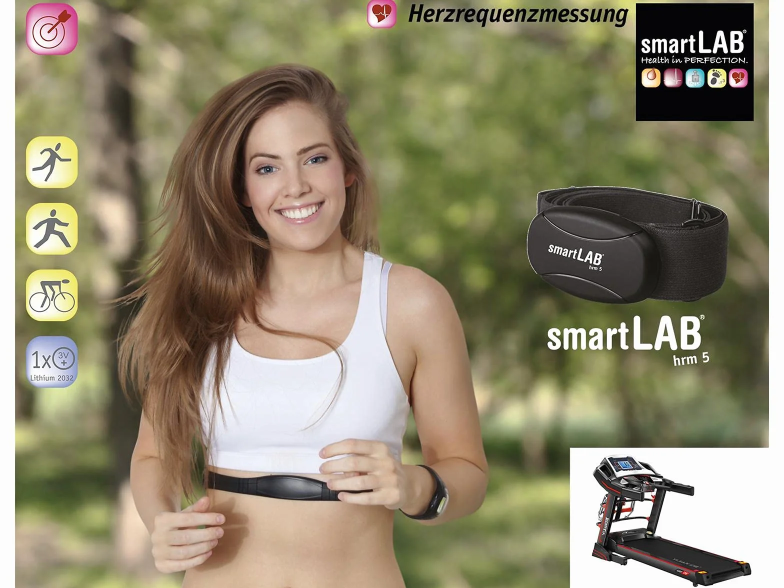 smartLAB pasek na klatkę piersiową hrm 5 niekodowany 5,3 kHz | monitor pracy serca odpowiedni do Twojego roweru treningowego | brak Bluetooth i ANT+ | Z elastycznym paskiem tekstylnym