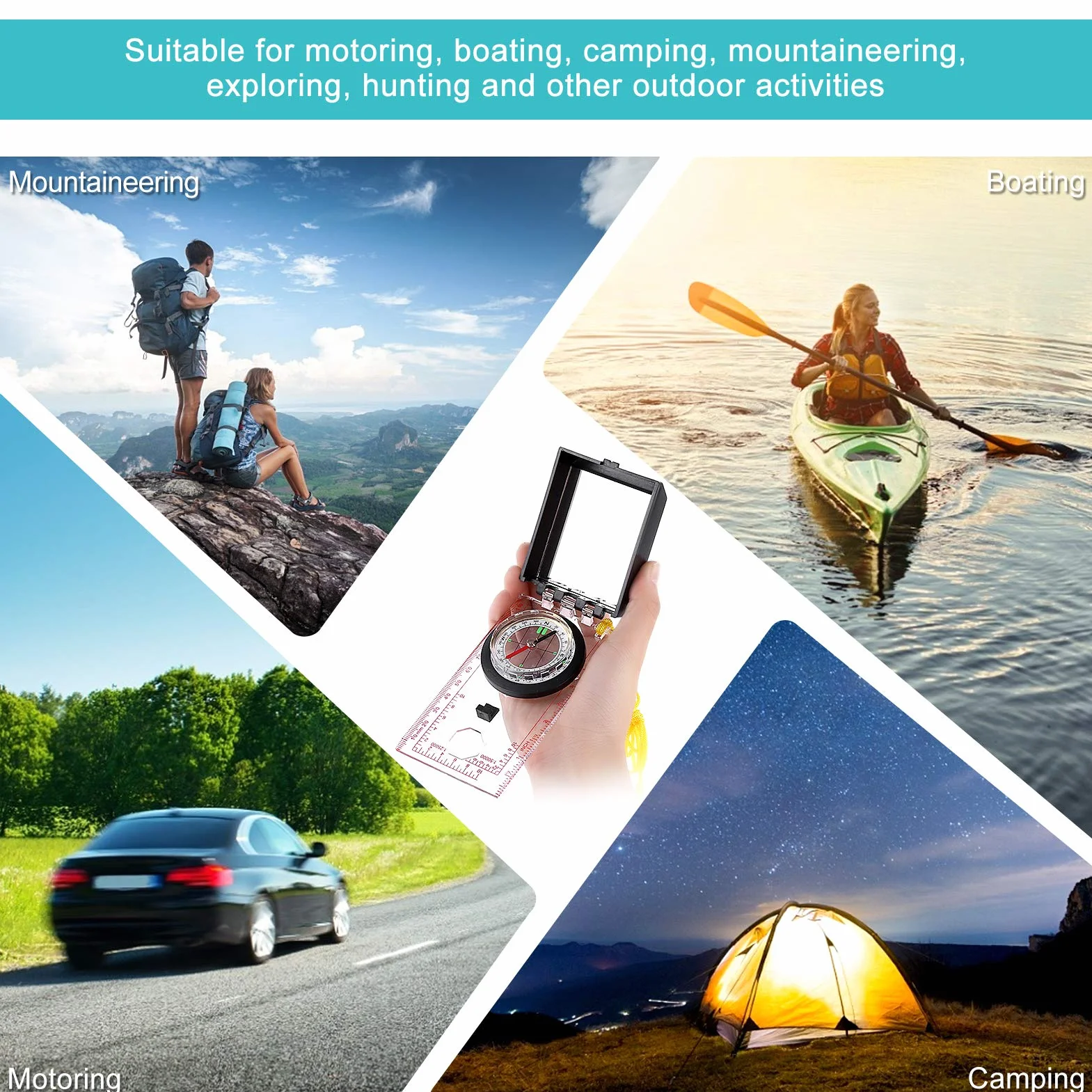 Kompas nawigacyjny do czytania map, wielofunkcyjny kompas Explorer, kompas outdoorowy z metalu z soczewką widzącą, linijka do biegania na orientację, górskie wędrówki,