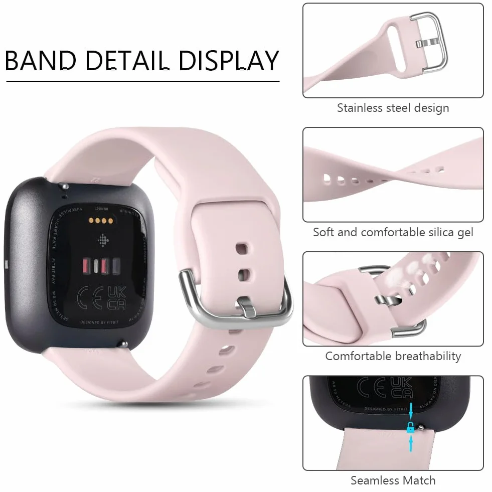 AXFEE Pasek do Fitbit: Versa 2/3/4/Sense/Versa Silikonowy, Sportowy, Zastępczy (Mały/Duży)