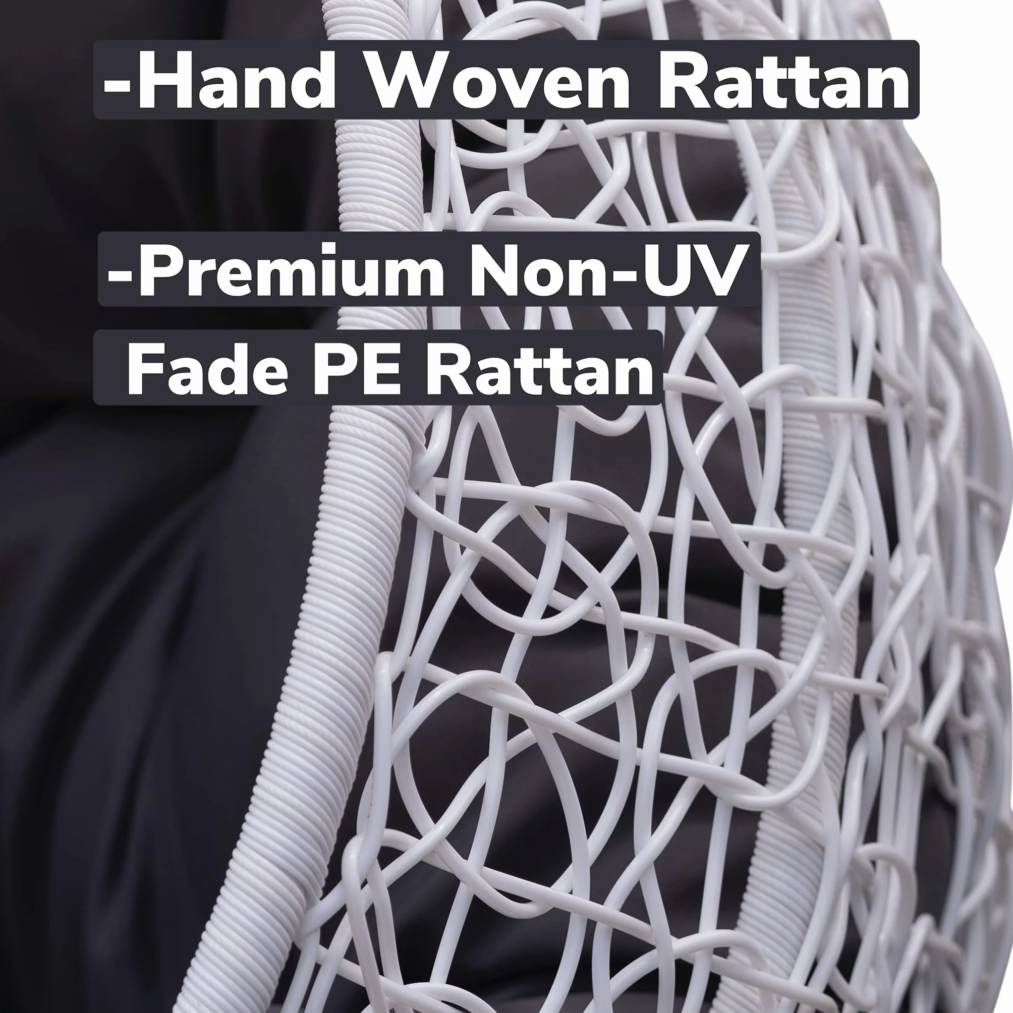 Wiszący rattanowy huśtawka patio ogród tkana jajko krzesło kokon poszewka na poduszkę (biała, M)
