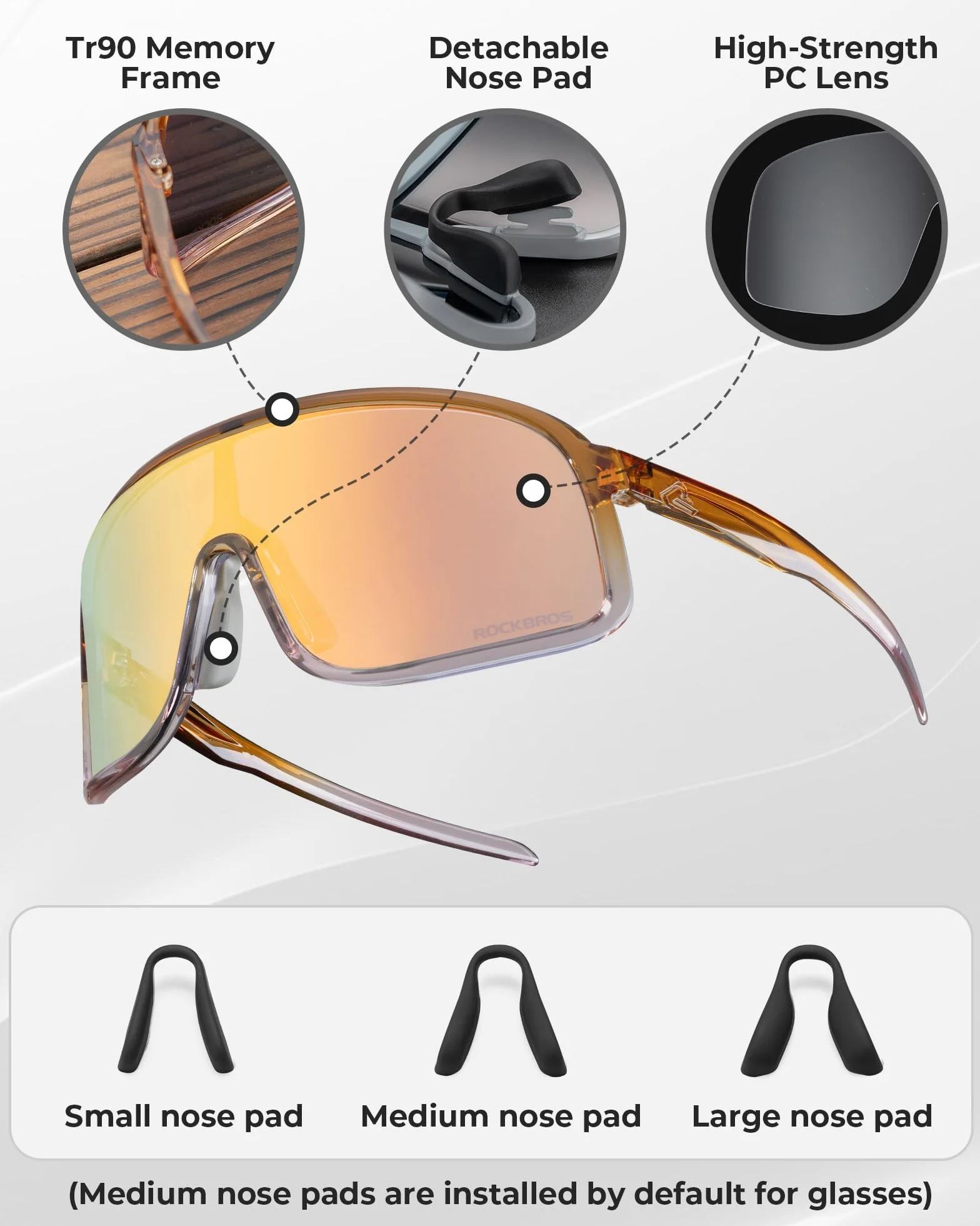 ROCKBROS Okulary rowerowe Fotochromatyczne okulary rowerowe Okulary rowerowe Outdoor Road Bike Sportowe okulary przeciwsłoneczne dla mężczyzn i kobiet