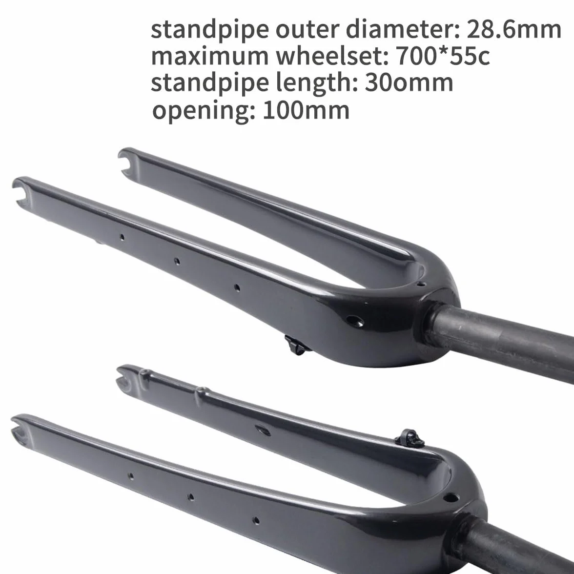 Szosowy rower gravel z włókna węglowego 700C, QR 9x100 mm, rura 1-1/8", 28,6 mm, przedni sztywny do opon 55C