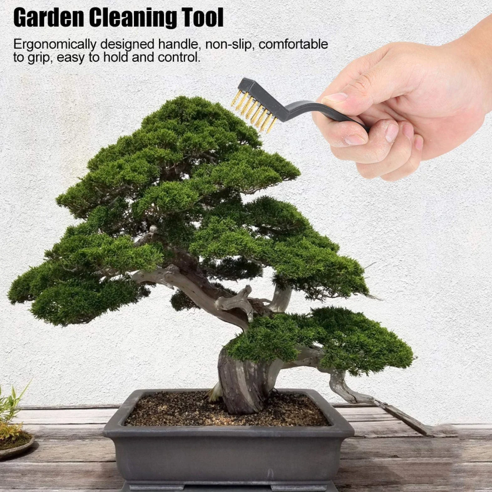 CHENGGONG Antypoślizgowa szczotka do bonsai z uchwytem z tworzywa sztucznego, odporny na zużycie drut do czyszczenia, narzędzie do czyszczenia szczotek ogrodowych, burr bonsai