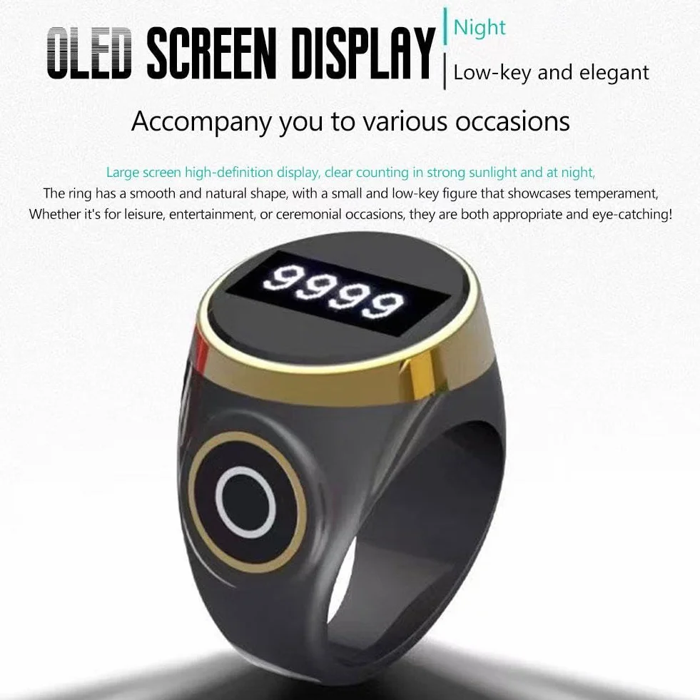 Smart Tasbih Tally Counter Ring, licznik cyfrowy, licznik palców, licznik palców do modlitwy i chodzenia