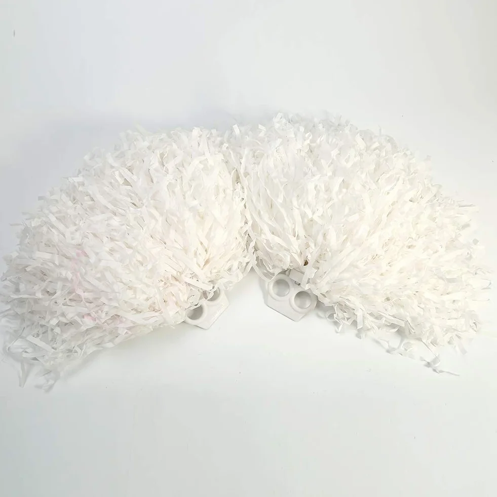 ANGGREK 2PCS Cheerleaderka Pom Pomps Cheerleading POMS POMPONS for Youth Squad Team Custom Look Sports Party Dance Akcesoria Stadionowe Stadion (WHITE)