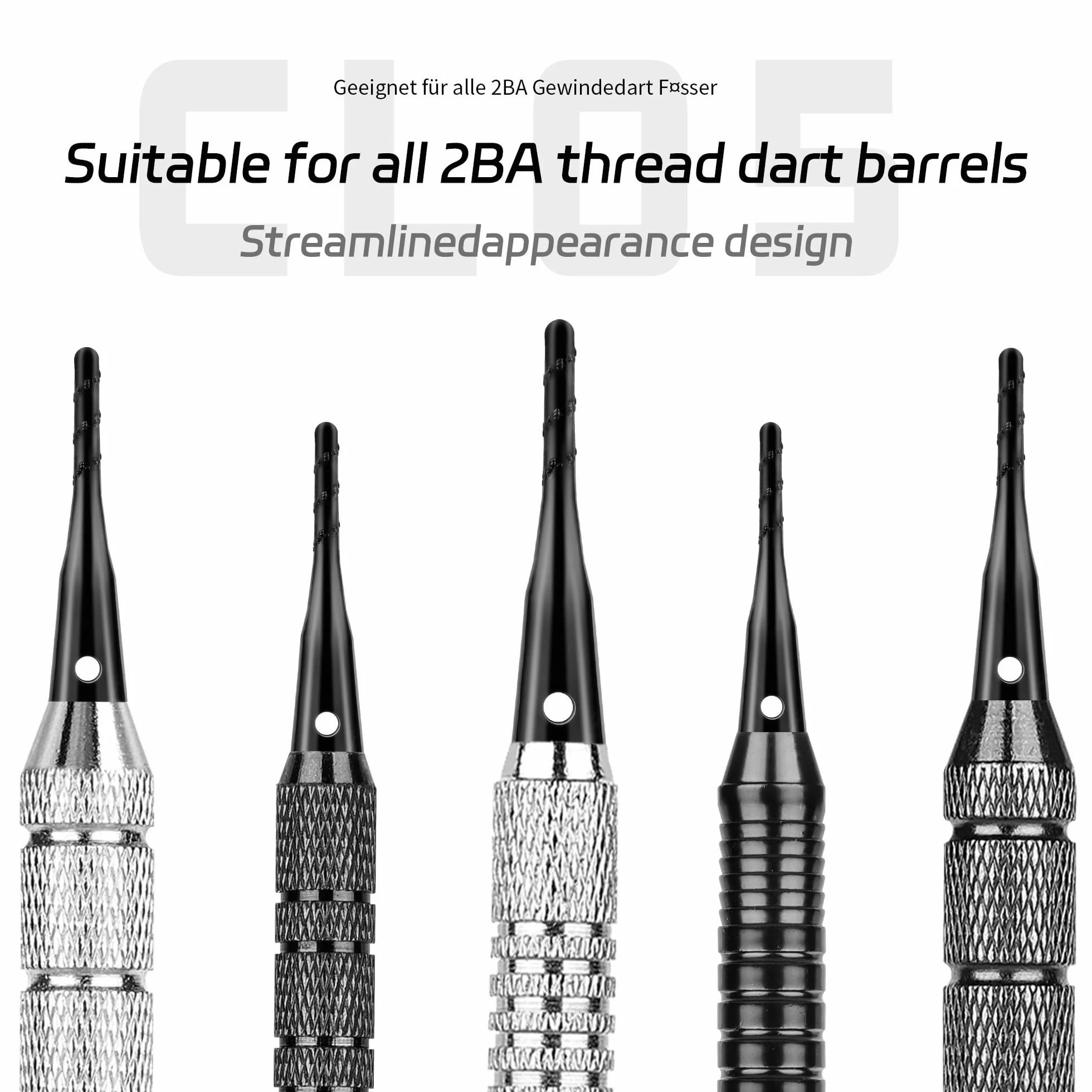CyeeLife 2BA Thread Soft Tip Dart Point 200 sztuk, akcesoria do rzutek - czarne