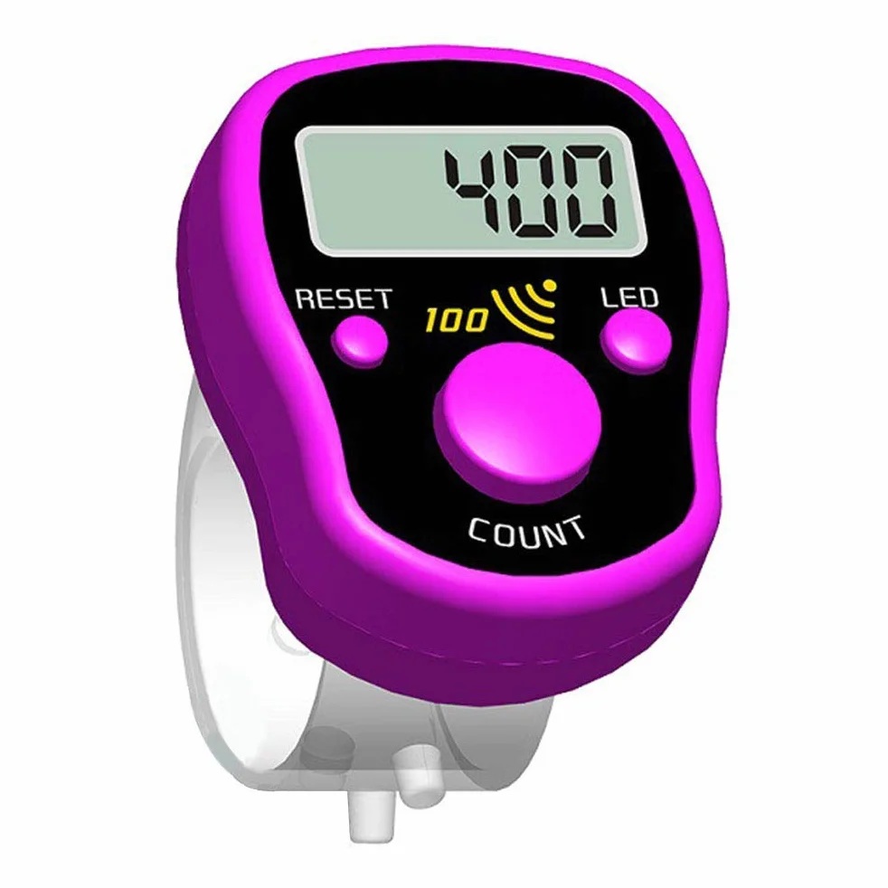 Random Color Finger Counter Digital LED Electronic Handheld Tally Counter Clicker Finger Ring Golf Digit Stitch Marker