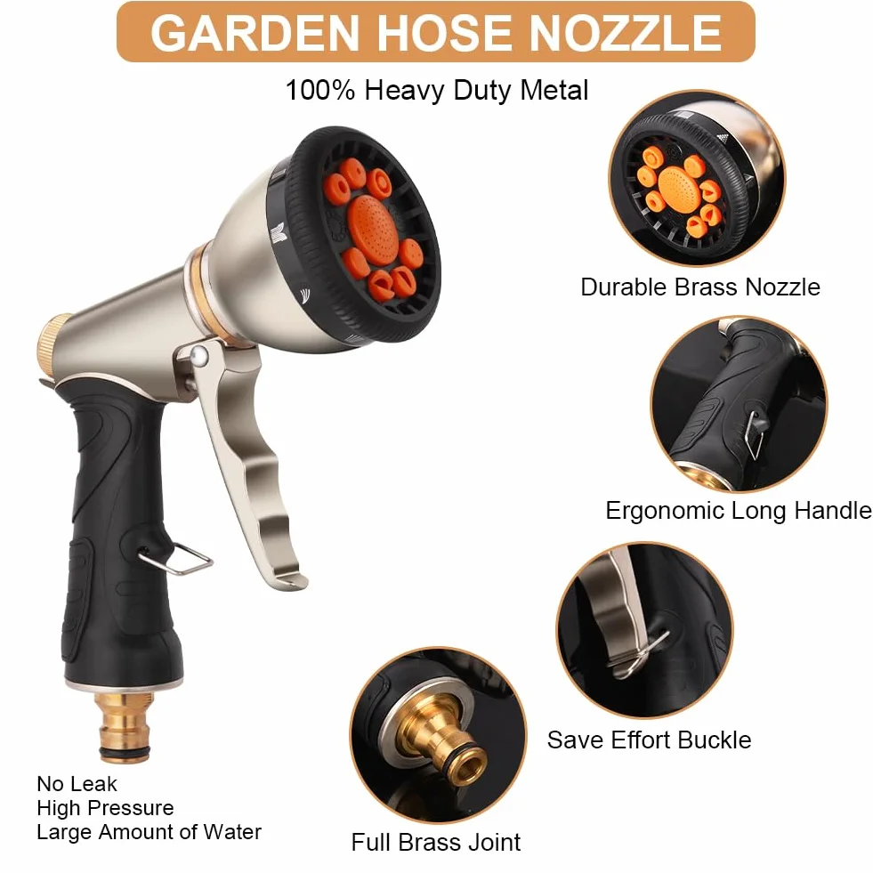 OFFCUP Pistolet do Węża Ogrodowego z Dyszą, Pistolet do Wody Ogrodowej, Dysza Natryskowa Wysokociśnieniowa Odporna do Mycia Samochodów Podlewanie Roślin Prysznic Zwierząt (9 Funkcji)