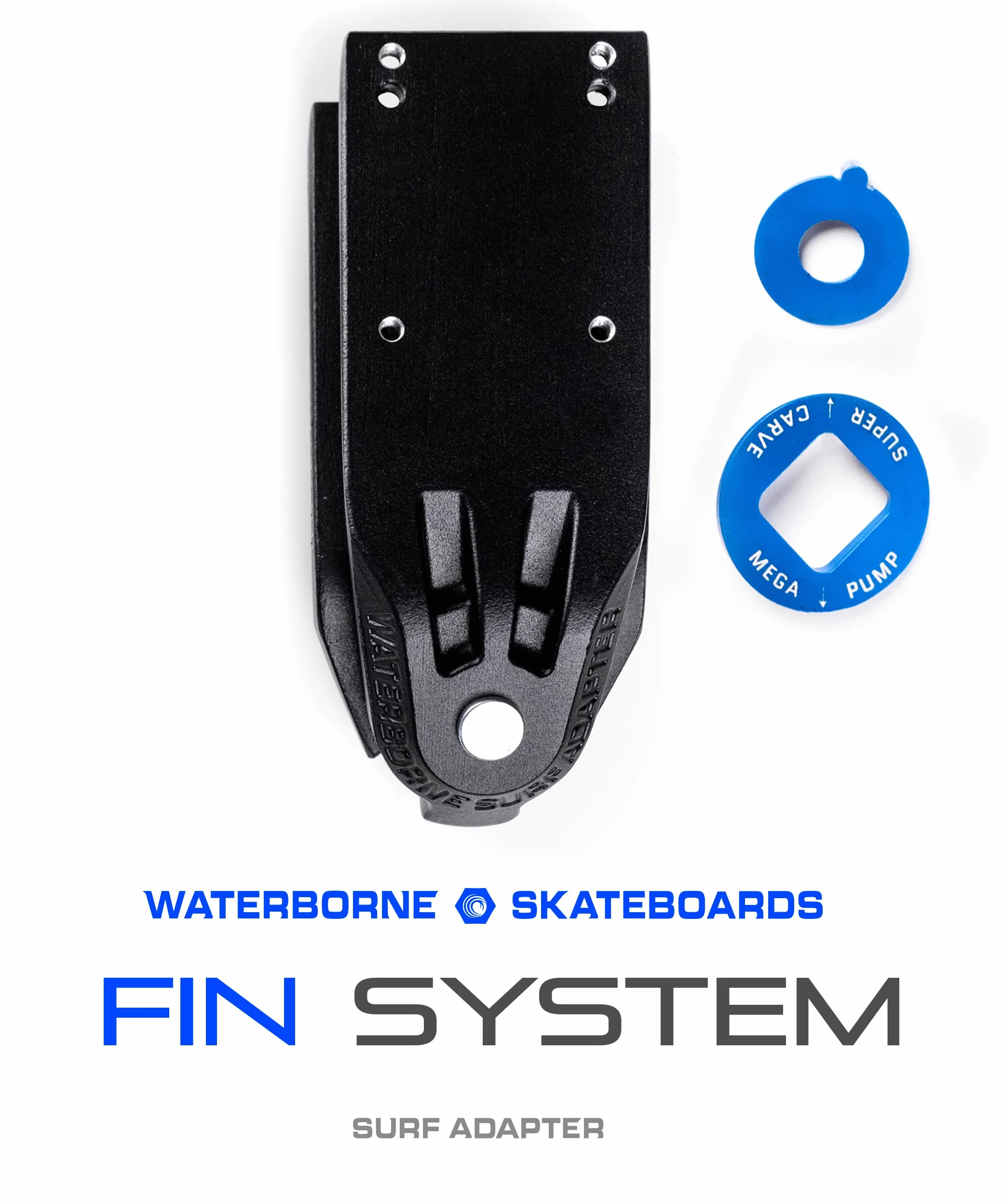 WATERBORNE SKATEBOARDS System FIN - adapter do surfowania i szyny Pakiet wysokiej wydajności - Ciężarówki Surfskate pasują do dowolnej deskorolki - Dostosuj opatentowane płetwy dla 3 trybów jazdy surfingowej - Carving Truck do surfowania