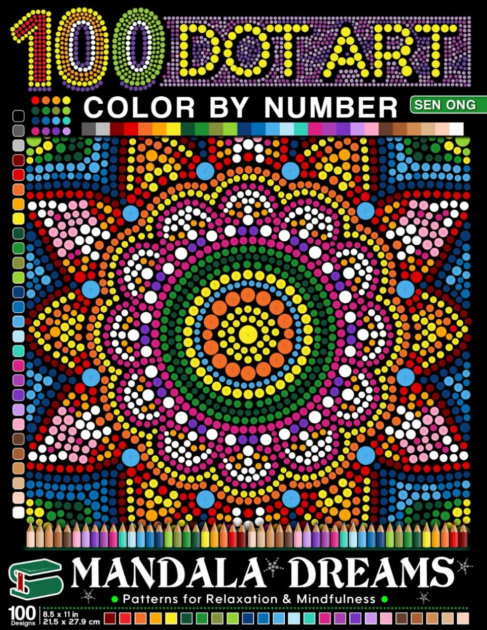 Mandala Dreams Dot Art Color by Number: 100 Patterns for Relaxation & Mindfulness