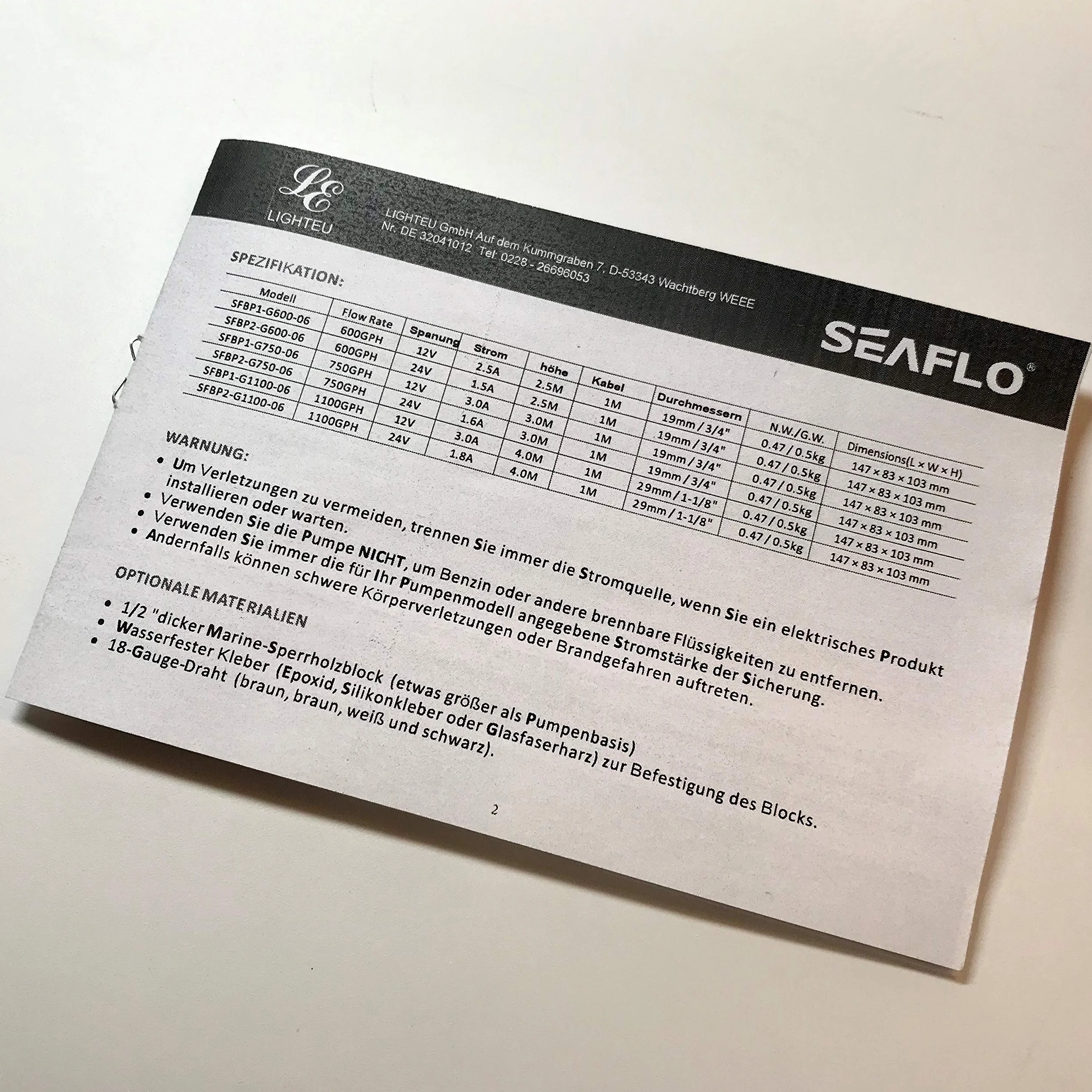 LIGHTEU®, Seaflo system miski prysznicowej 47 LPM, automatyczna pompa wody zęzowej 12 V 750 GPH