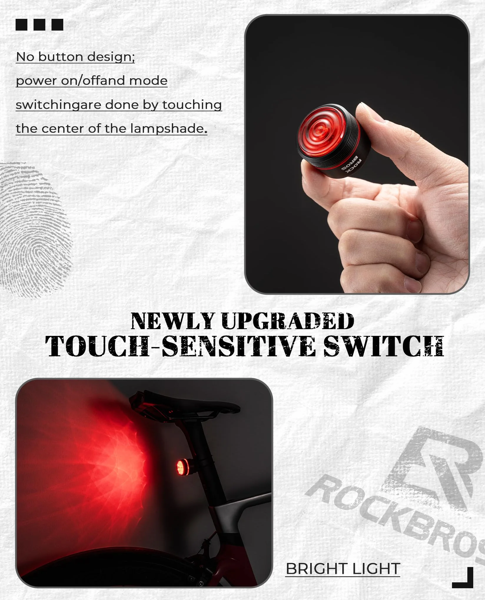 ROCKBROS Tylna Lampka Rowerowa LED Wodoodporna USB Czerwone Światło Bezpieczeństwa