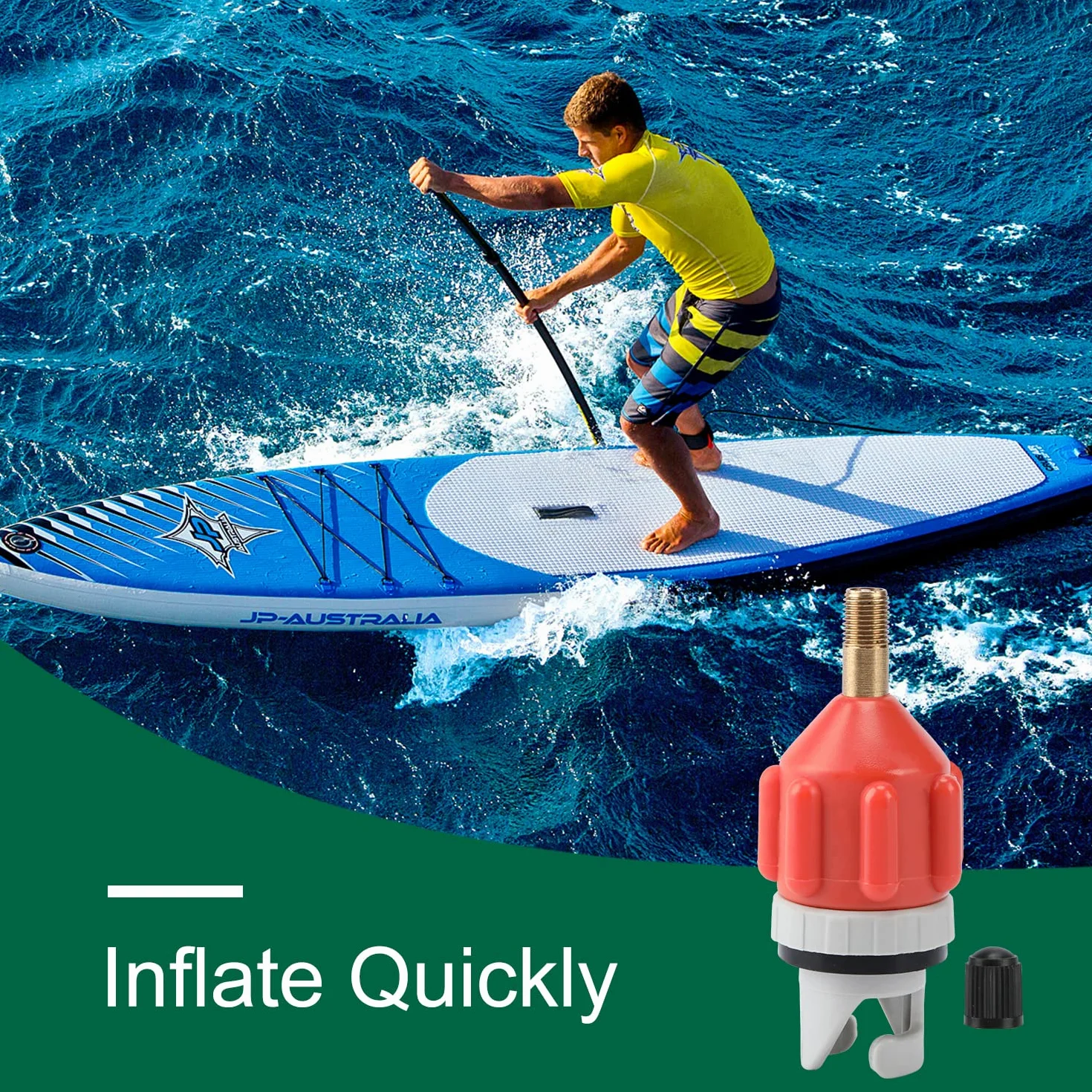 2 Sup Nadmuchiwany adapter pompy, adapter zaworu powietrznego do Sup Paddle Board Nadmuchiwany Kajak Kajak (Pomarańczowy)