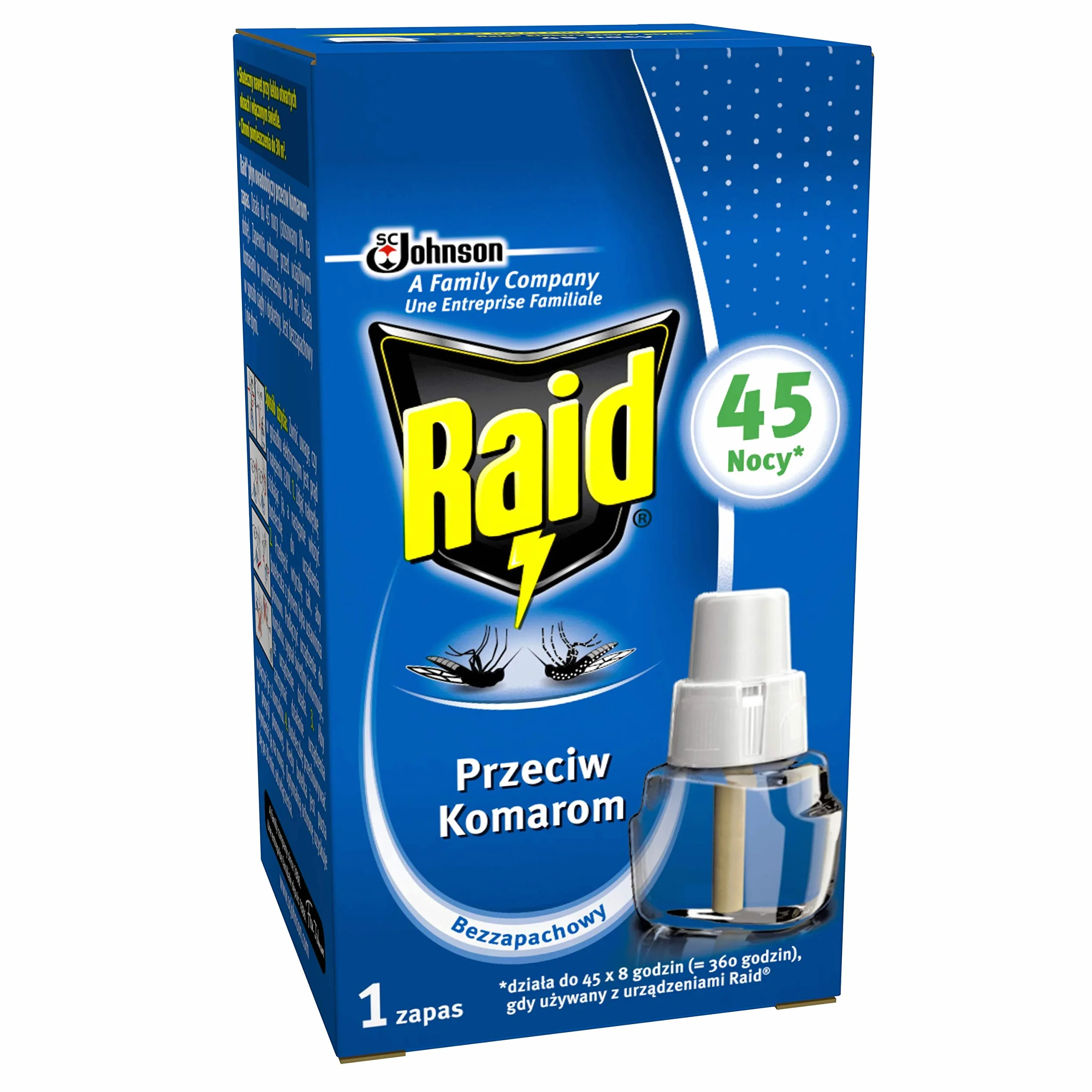 Raid Przeciw Komarom, Wkład z Płynem Owadobójczym, Bezzapachowy, 27 ml, 45 Nocy