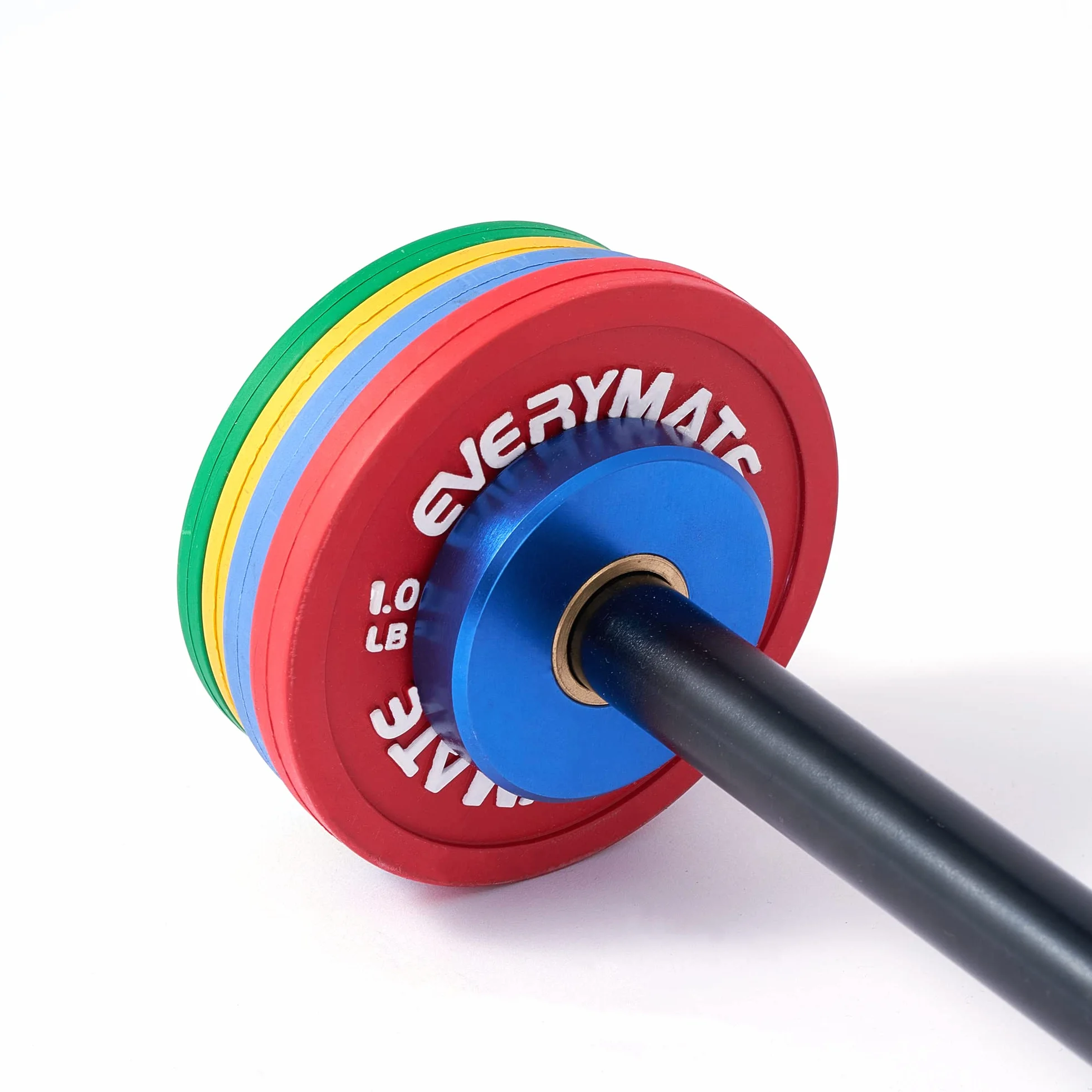 EVERYMATE Gumowe ułamkowe talerze obciążeniowe, zestaw 8 mikrotalerzy, para 0,1 kg, 0,2 kg, 0,3 kg, 0,5 kg, do sztangi olimpijskich do treningu siłowego, mikro talerze, obciążniki