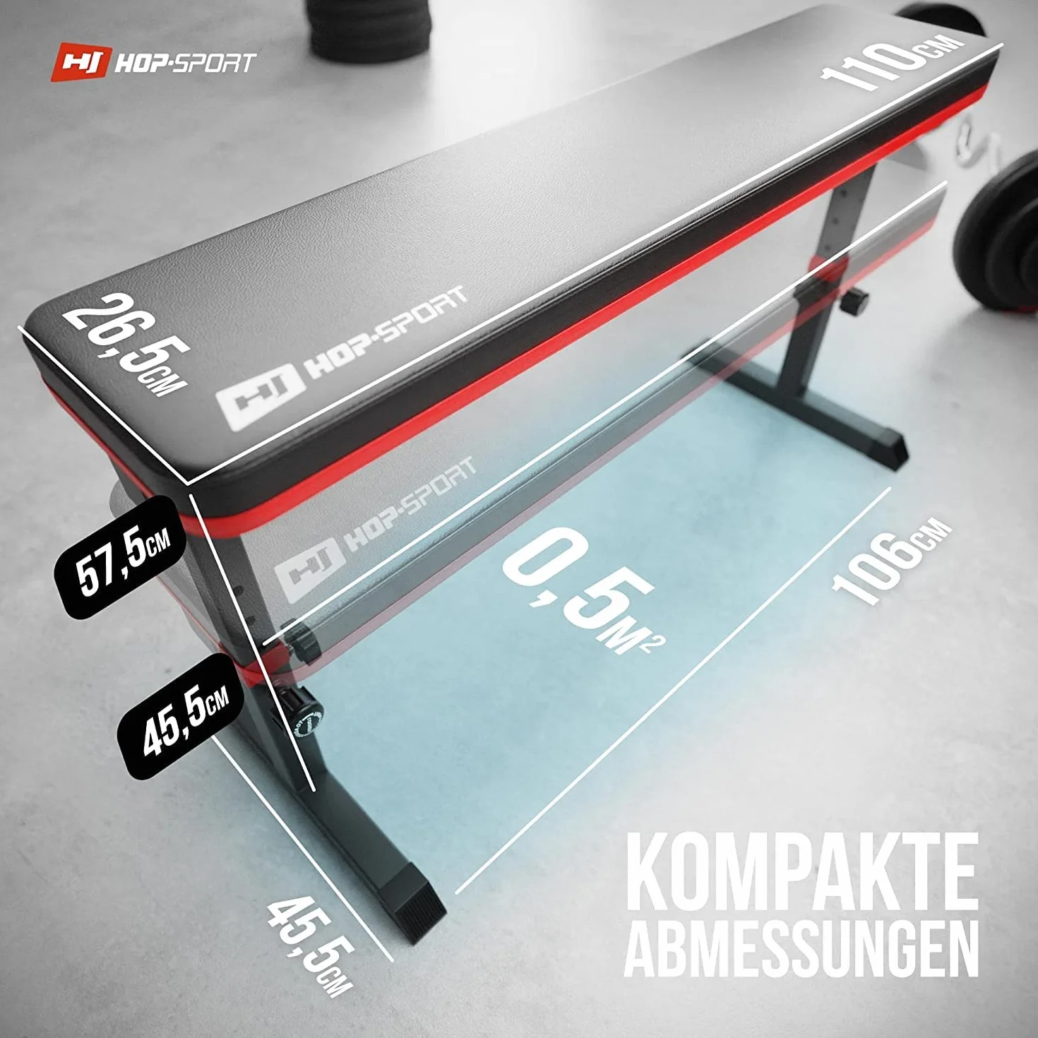 Hop-Sport ławka do podnoszenia ciężarów, składana, regulowana – sprzęt fitness do treningu siłowego i wyciskania, obciążenie do 200 kg