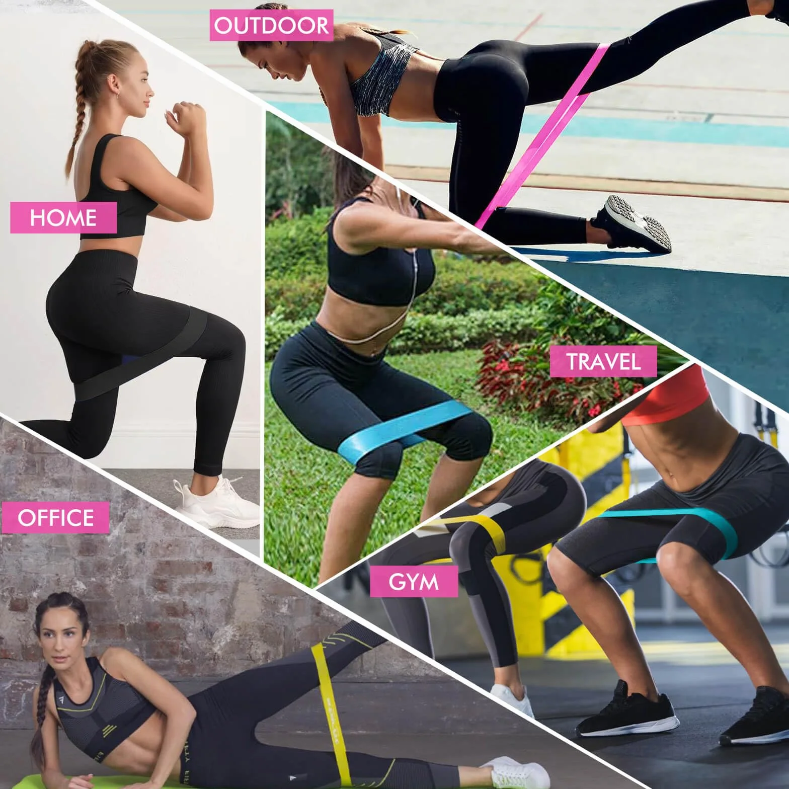 Taśmy fitness [zestaw 5 sztuk] antypoślizgowe taśmy oporowe do ćwiczeń pętlowych dla kobiet i mężczyzn, 5-stopniowe paski do fitnessu w domu, rozciągania, treningu siłowego, fizjoterapii, jogi