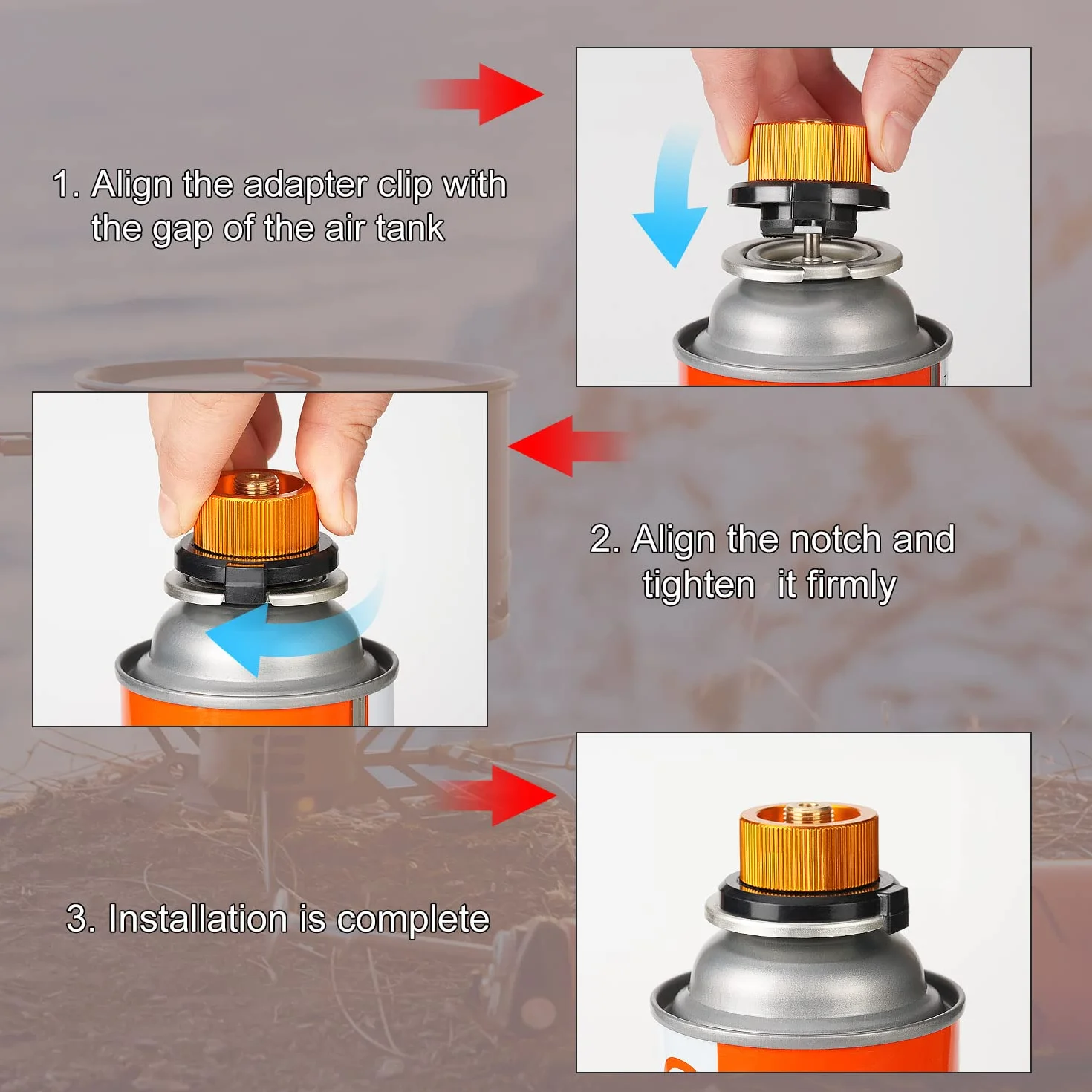 Adapter do kartuszy gazowych, 2 sztuki, adapter do kartuszy gazowych, zestaw adapterów do kuchenki kempingowej, palnika, przyłącza do kuchenki