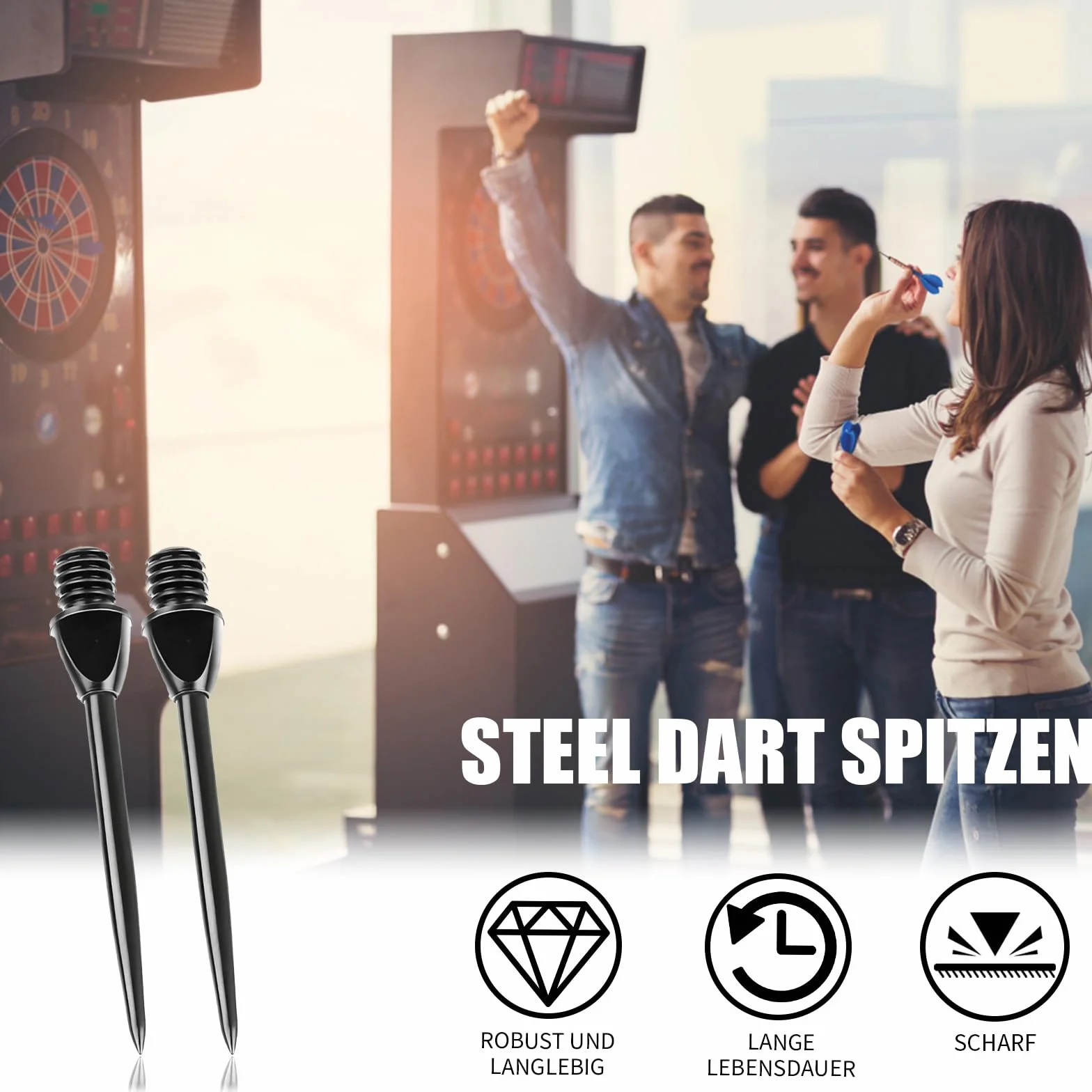 15 sztuk stalowych grotów do darta z 30 gumowymi pierścieniami, stalowe groty do darta do darta stalowe, metalowe końcówki do darta do wymiany rzutki Softdart z 2 ostrzałkami