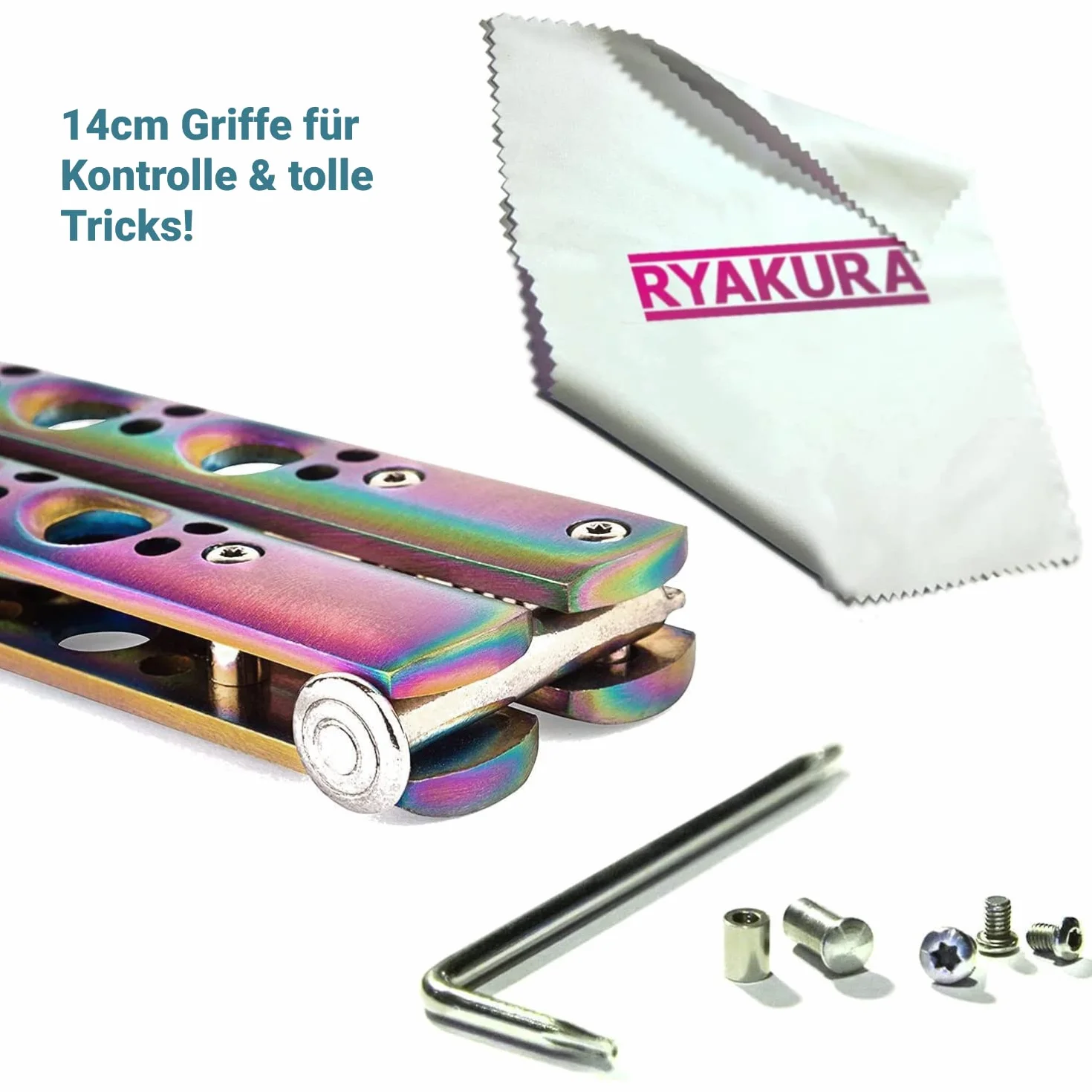 BARRAKUDA Plemont RYAKURA Legaler Butterfly Trainer | kompletny zestaw ze śrubokrętem, śrubami zapasowymi i pudełkiem do przechowywania | bardzo wysoka jakość | uchwyty 14 cm do wspaniałych sztuczek