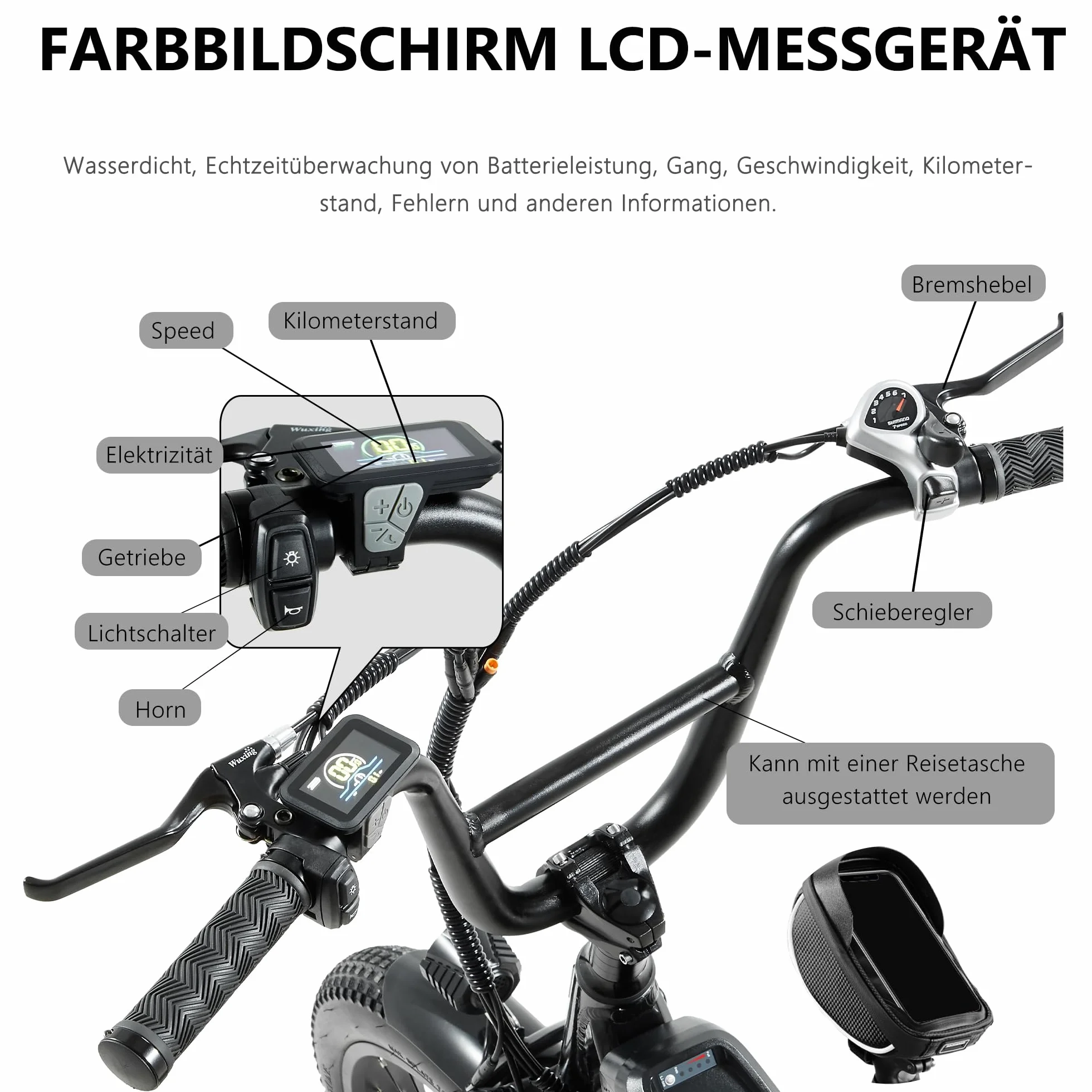 Rower Elektryczny 20 Cali Aluminium Ebike MężCzyźNi Kobiety Elektryczne Rowery Miejskie Fat E Bike Z Akumulatorem 15 Ah, 3,0Cali Calowe Grube Opony, Zawieszenie Widelca, światła Led, 7 Biegów
