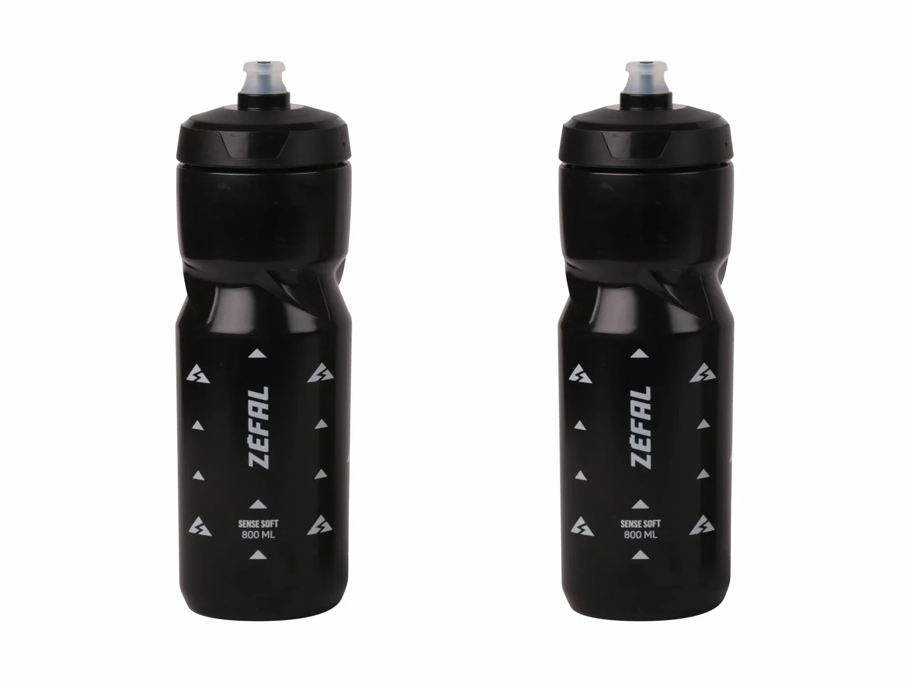 ZEFAL Pakiet Sense Soft 80 - Zestaw dwóch puszek rowerowych i górskich - Miękka i bezwonna butelka sportowa - Kanister na wodę bez BPA - silikonowy smoczek - czarny, 2 x 800 ML
