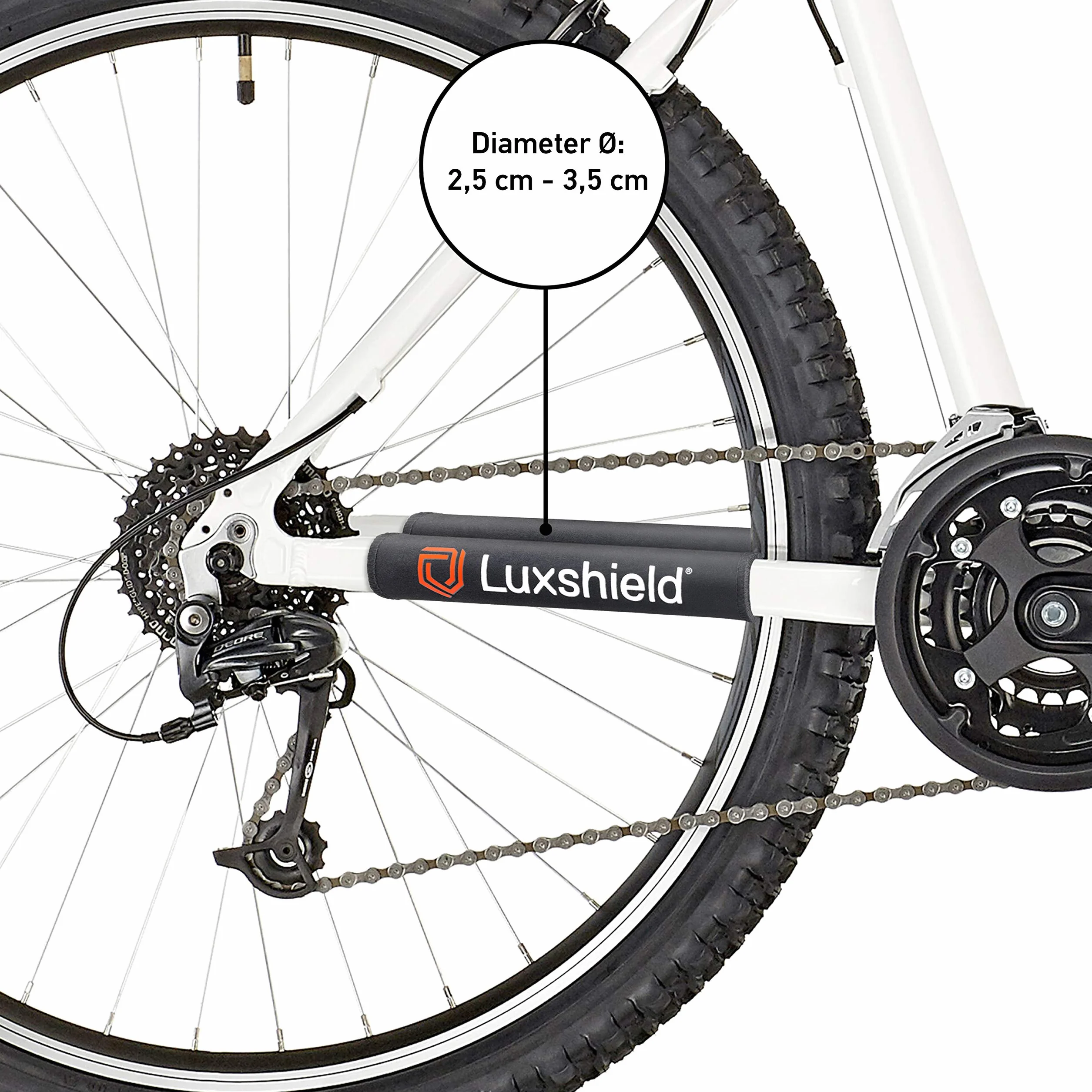 Luxshield Zestaw 2 sztuk neoprenowych ochraniaczy ramy MTB 20 cm x 12 cm czarny
