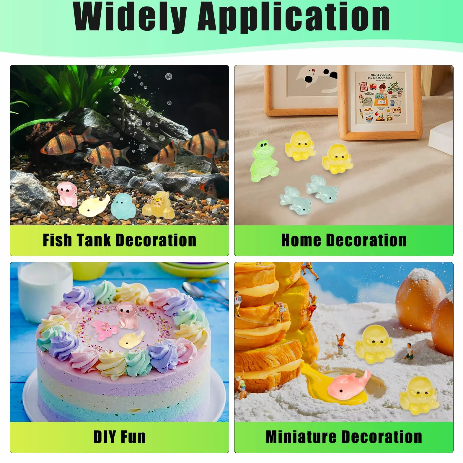 150 sztuk mini figurek, świecące mini figurki zwierząt, z żywicy, kolorowe małe zwierzęta, do dekoracji miniaturowych ogrodów krajobrazowych, akwariów i basenów z rybami