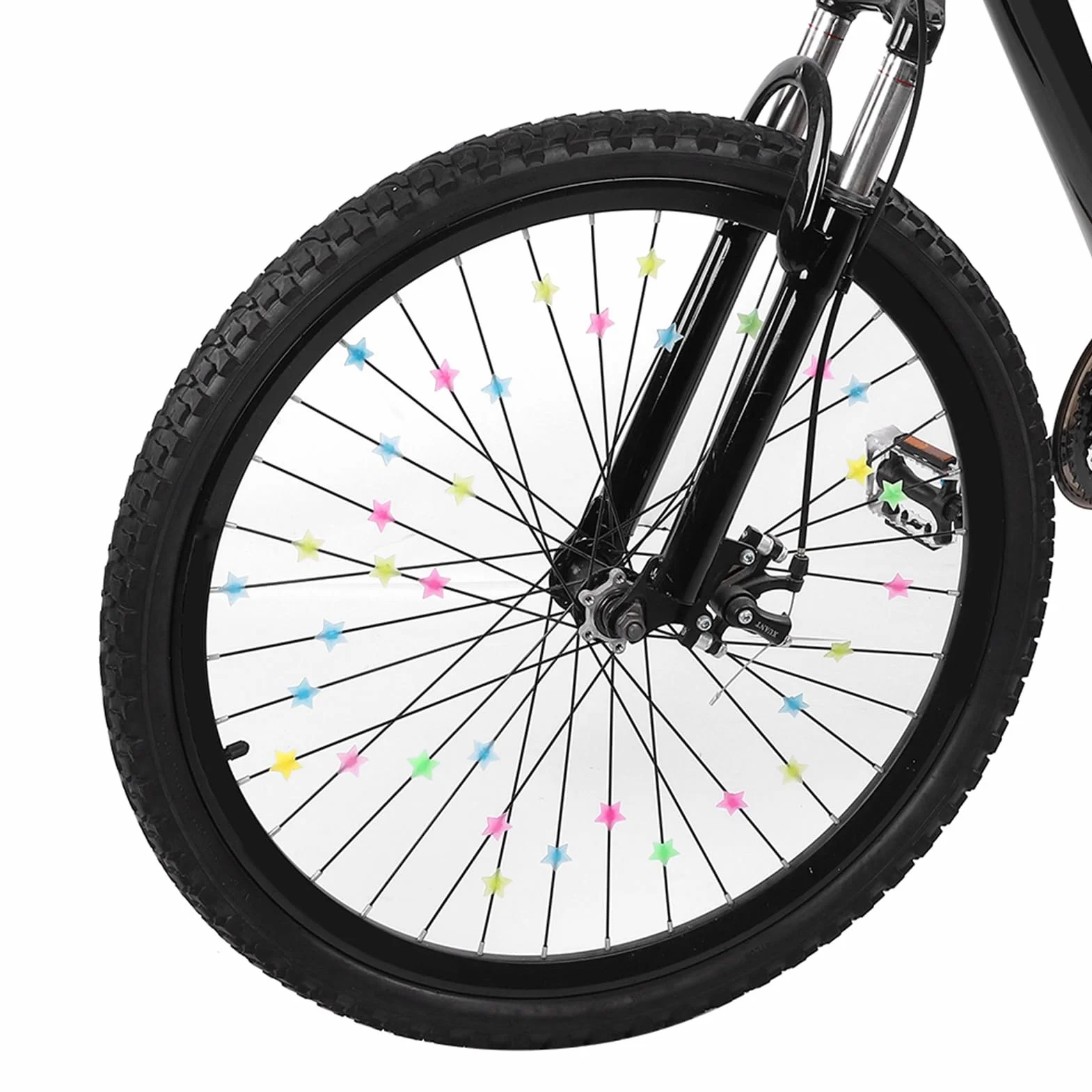 Koralik na szprychy rowerowe, kolorowe dziecięce plastikowe koła rowerowe szprychy klipsy z koralików rower szpokey dekoracja (36 szt. korale gwiazdkowe)