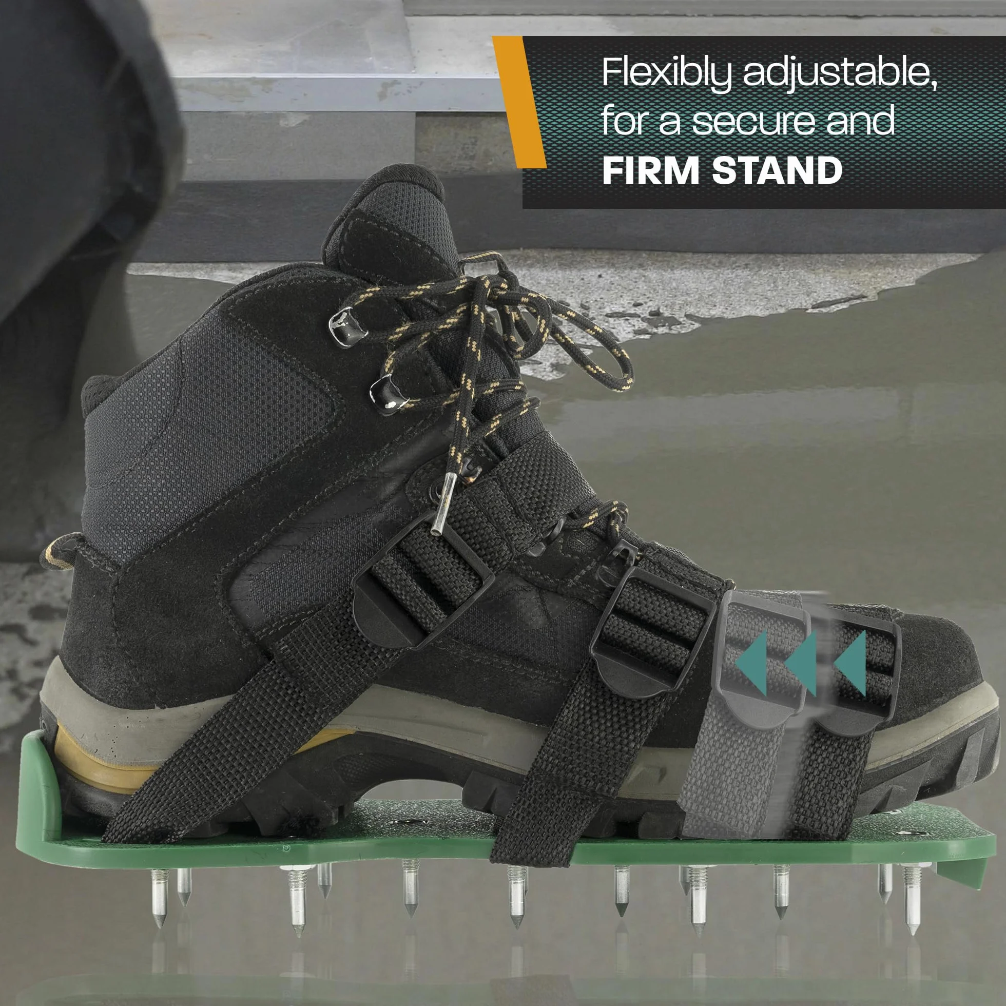 Hinrichs Buty do paznokci – 2 x podeszwa z gwoździami o wymiarach 30 x 13,3 cm i kolcami 25 mm – buty z regulacją rozmiaru do wentylacji trawnika – buty do napowietrzania trawnika – buty do
