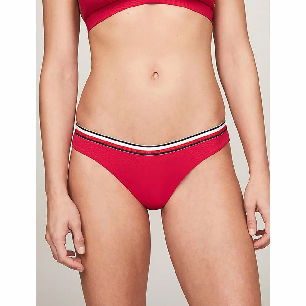 Tommy Hilfiger Damskie spodnie bikini Cheeky High Leg Sport Czerwony L