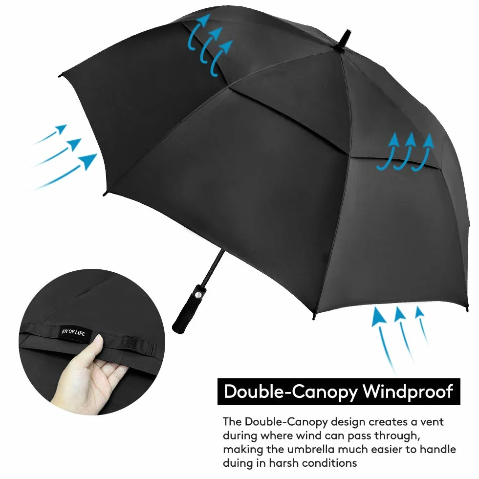 ZOMAKE Automatycznie otwierany parasol golfowy 130-173 cm podwójny baldachim wiatroszczelny